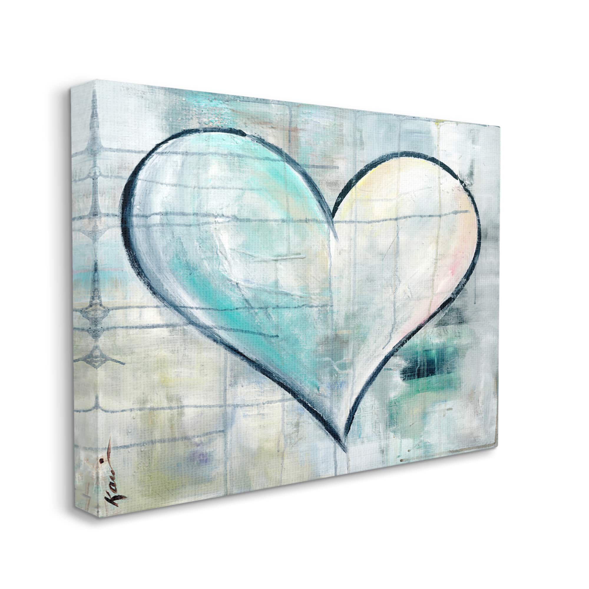 Stupell Industries Blue & White Graffiti Heart Painting Canvas Wall Art