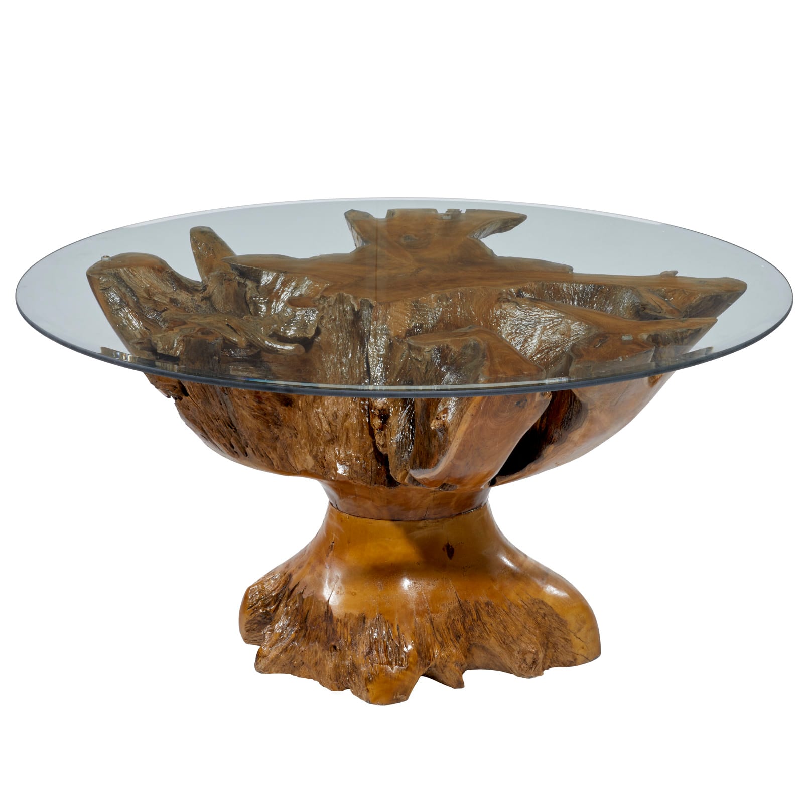 36" Brown Teak Wood Rustic Coffee Table