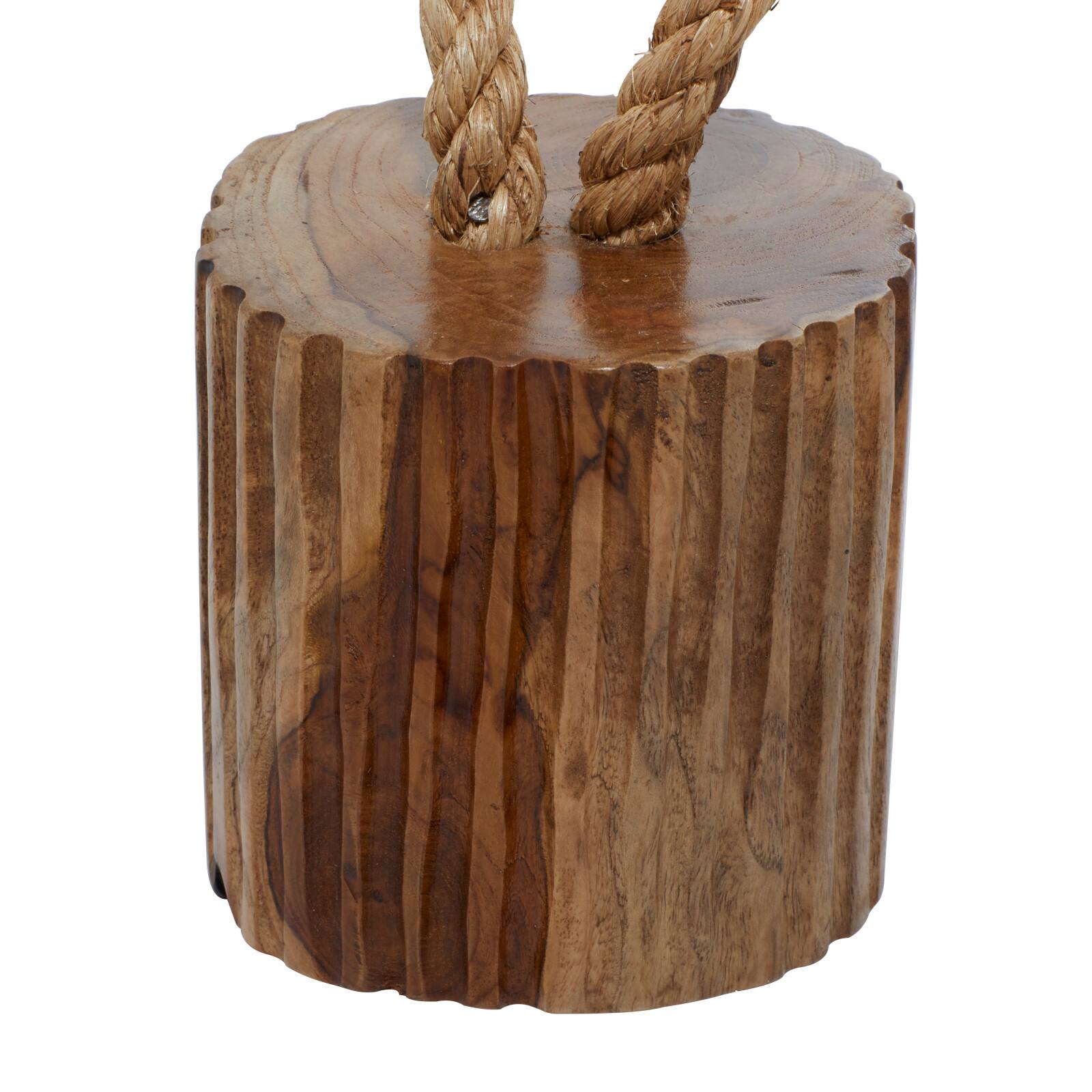 Set of 2 Brown Teak Wood Coastal Sculpture 5", 10"