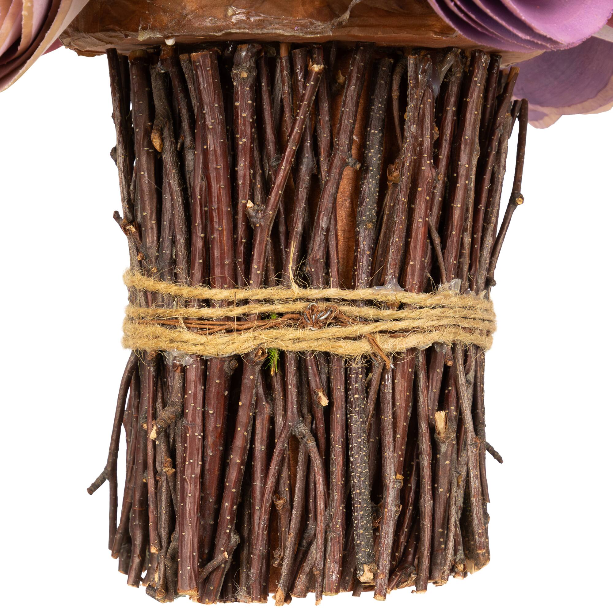9.5" Wine Red & Purple Wooden Floral Artificial Spring Bouquet
