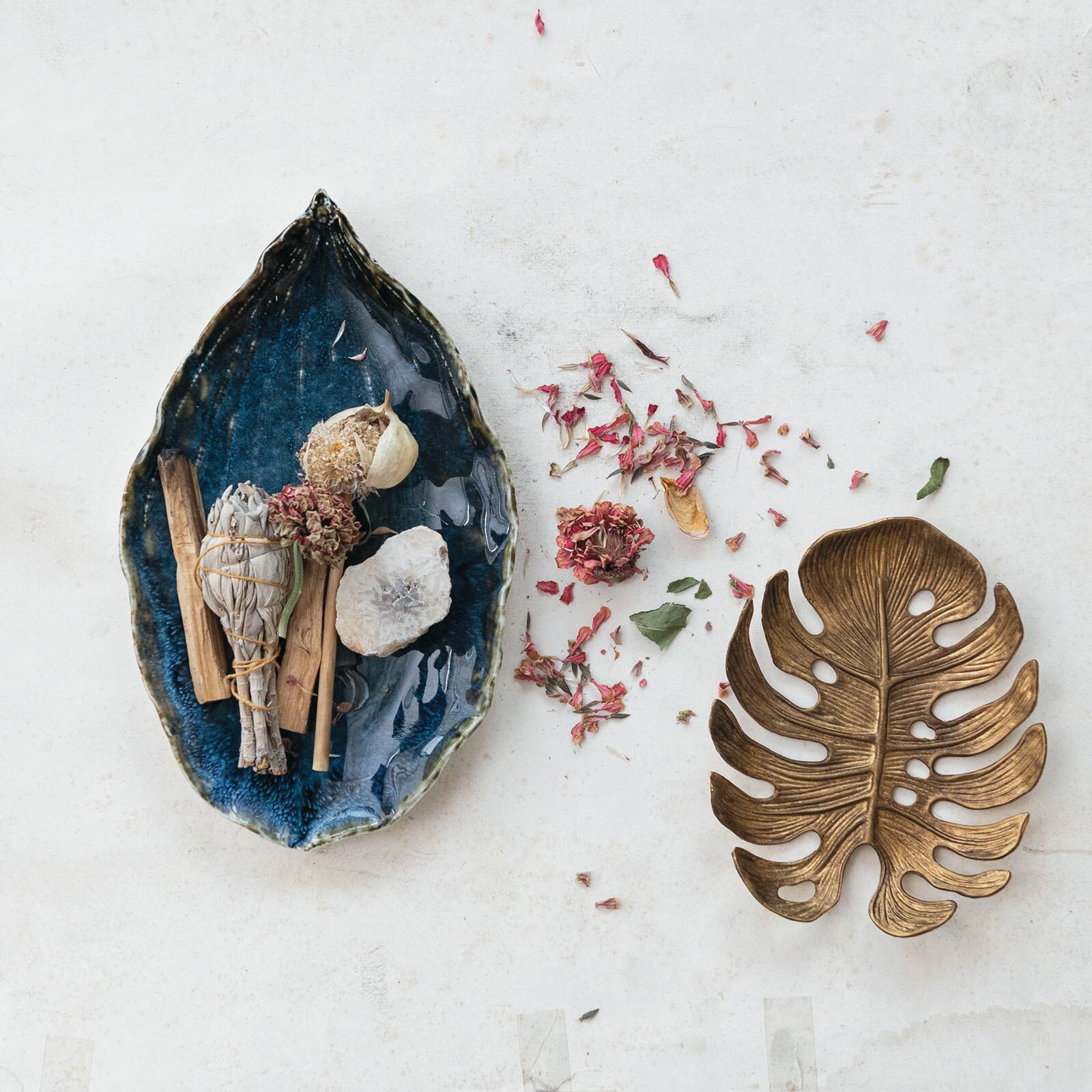 Hello Honey® 6.5" Antique Monstera Leaf Tabletop Accent