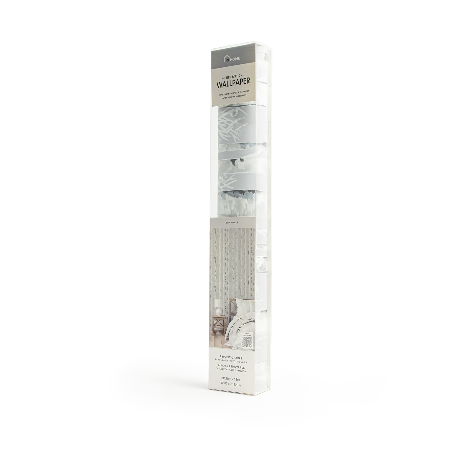 InHome Birchdale Gray Peel & Stick Wallpaper