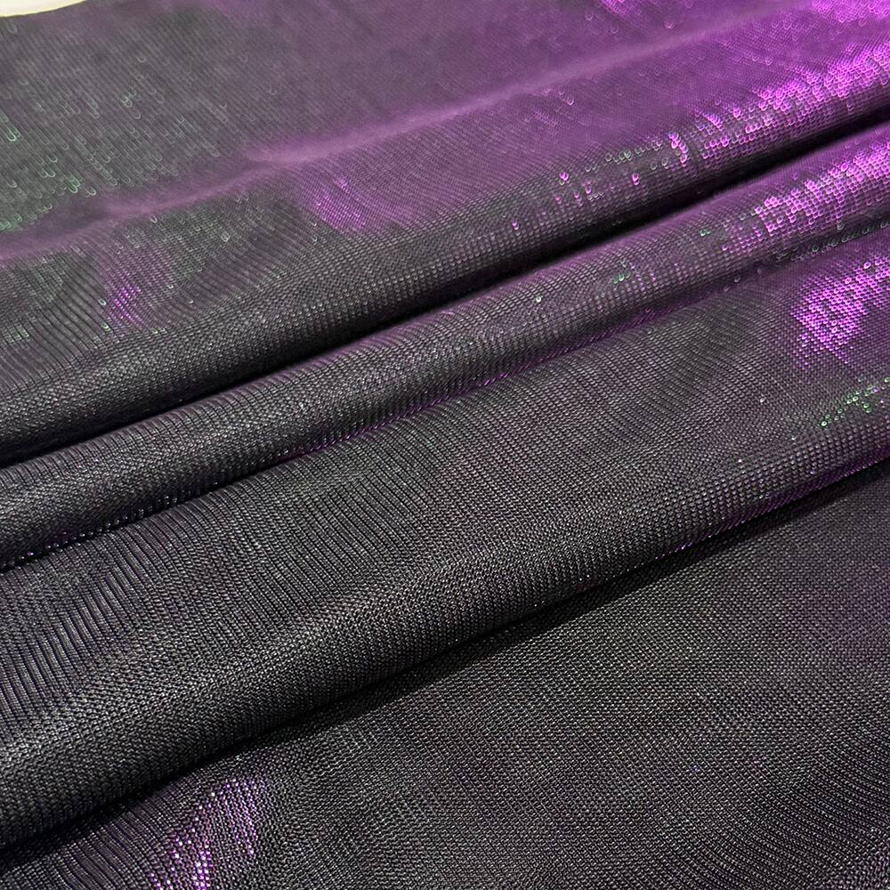 Feldman Purple & Green Metallic Knit Fabric