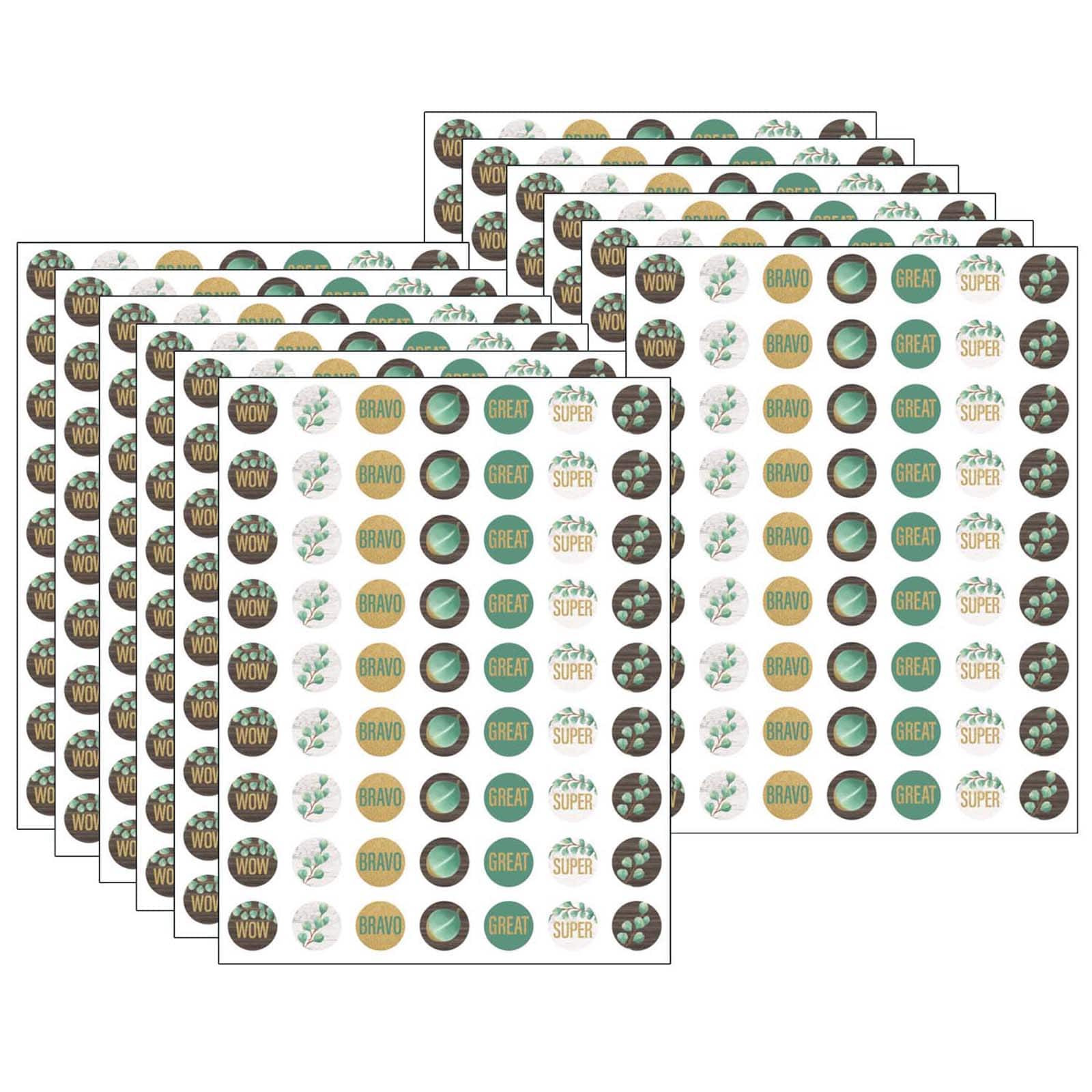 Teacher Created Resources Mini Eucalyptus Stickers, 12 Packs of 378