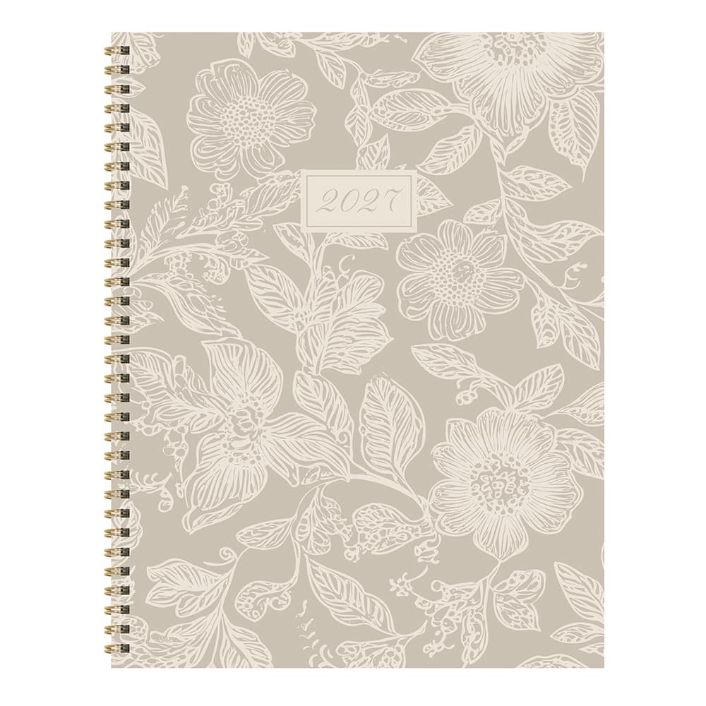 2027 Cream & Taupe Large Weekly Monthly Planner