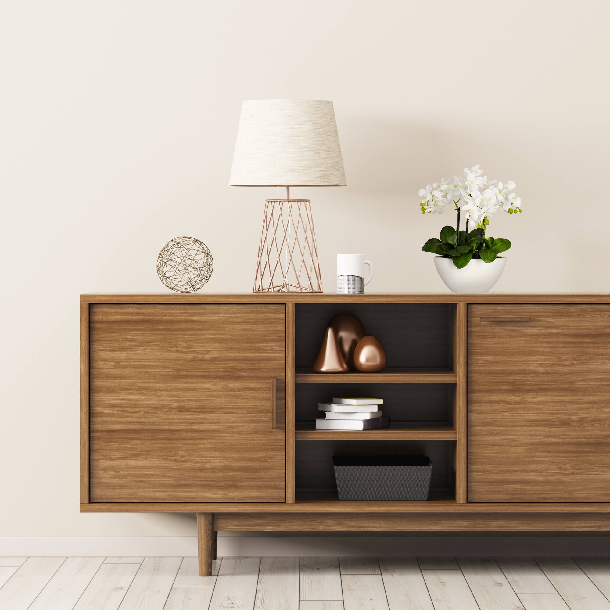 15" Phalaenopsis Arrangement in White Bowl Vase