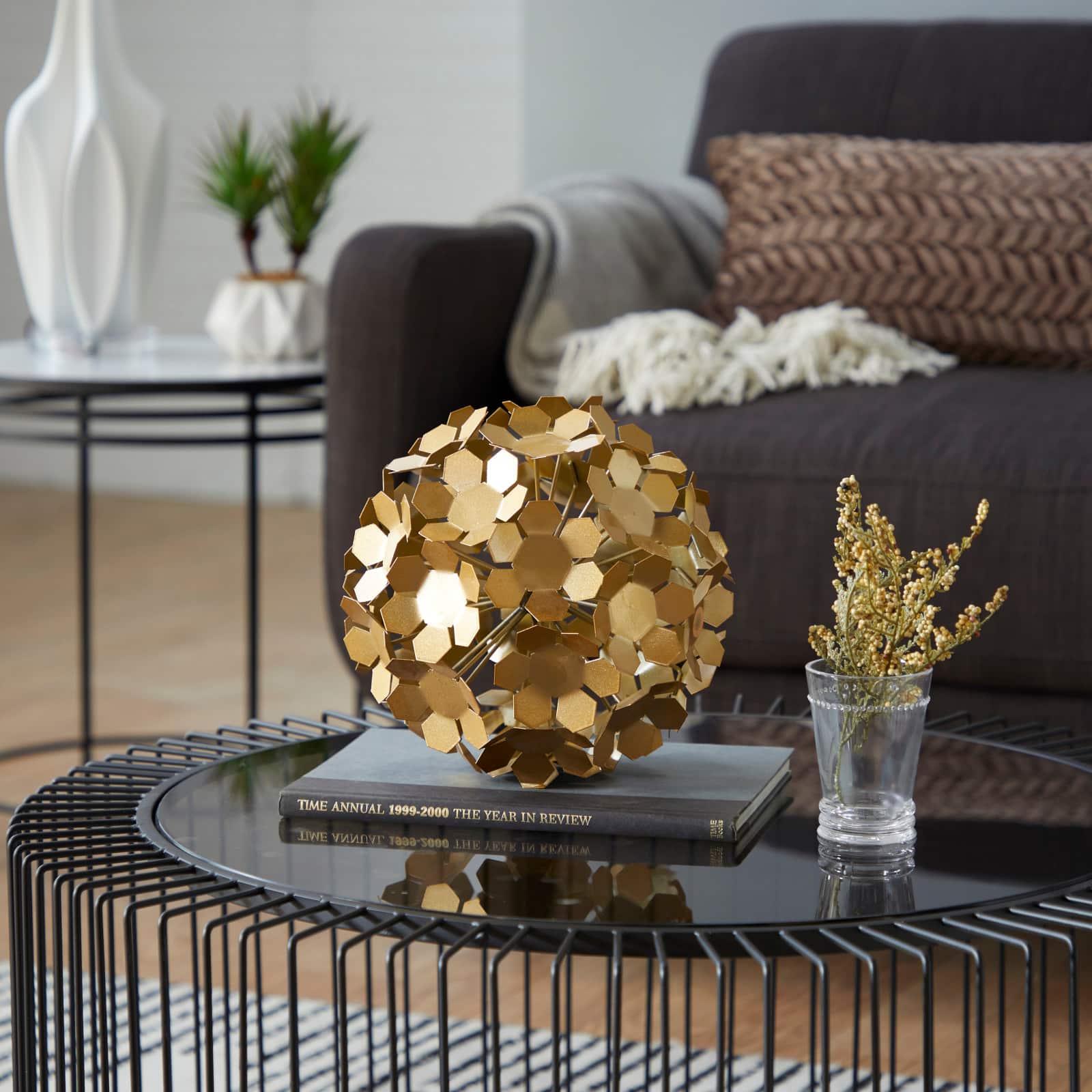 9" Gold Metal Contemporary Geometric Sculpture