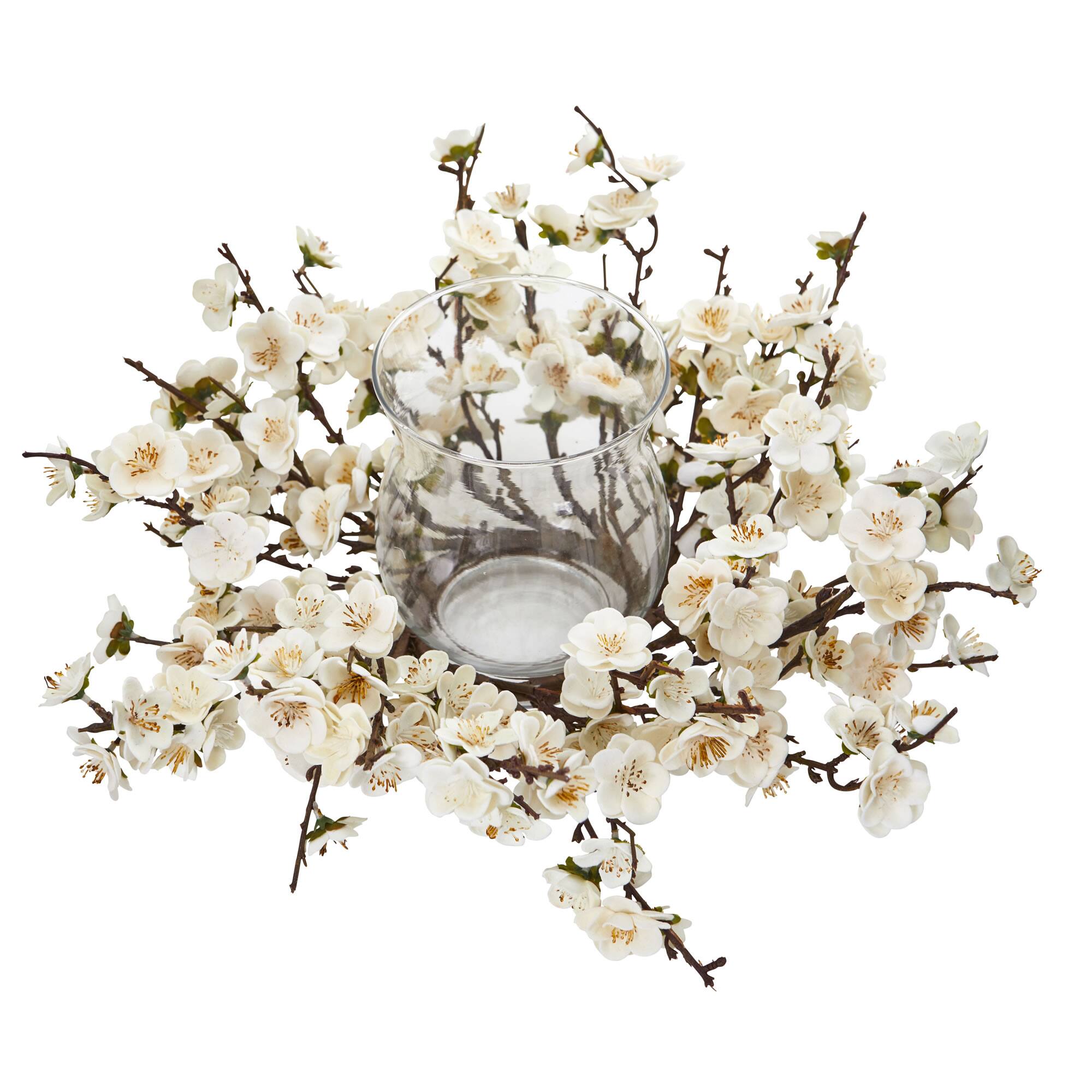 6.5" White Plum Blossom Candelabrum