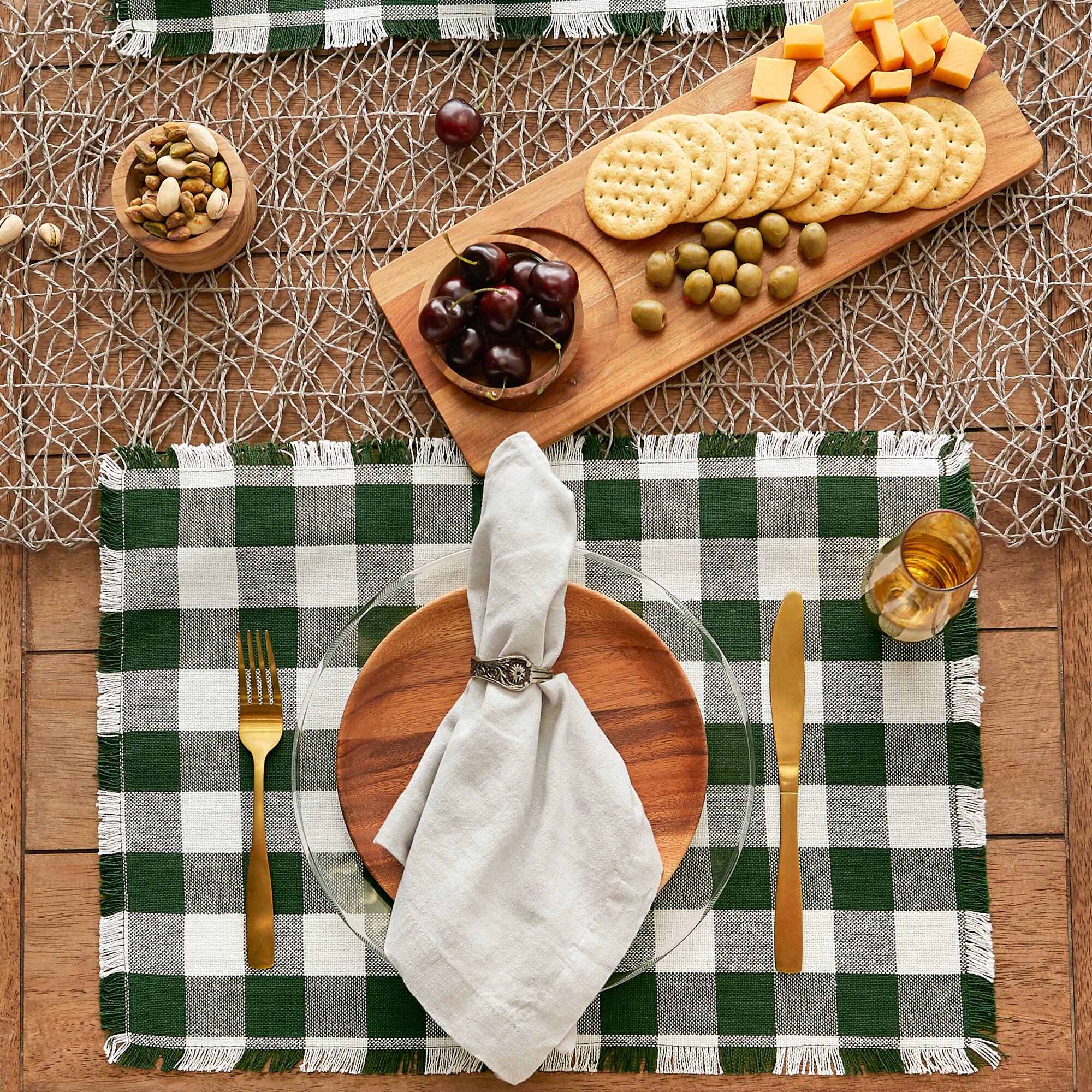 DII® Heavyweight Check Fringed Cotton Placemats, 6ct.