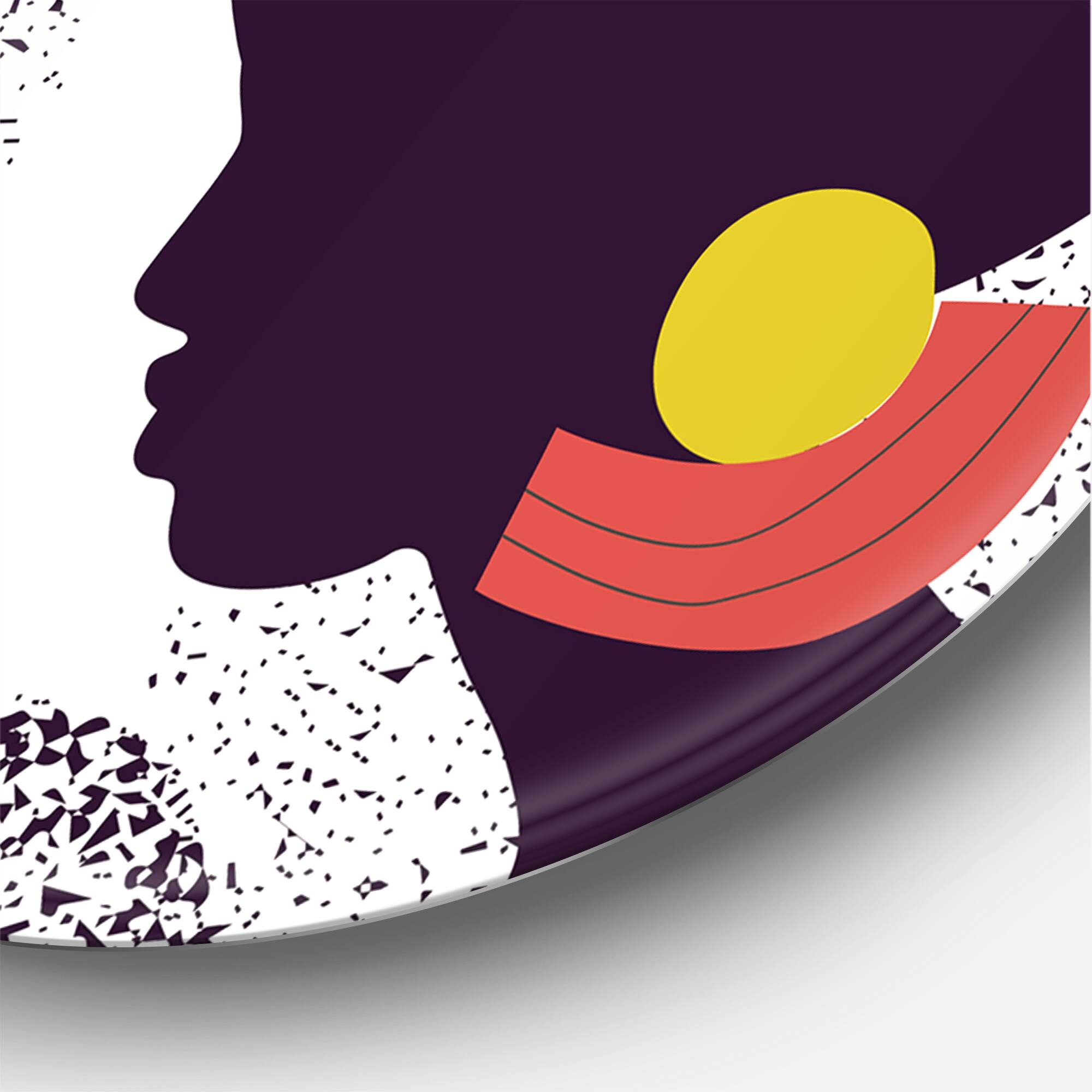 Designart - Ethnic Geometric Silhouette of Afro American III - Modern Metal Circle Wall Art