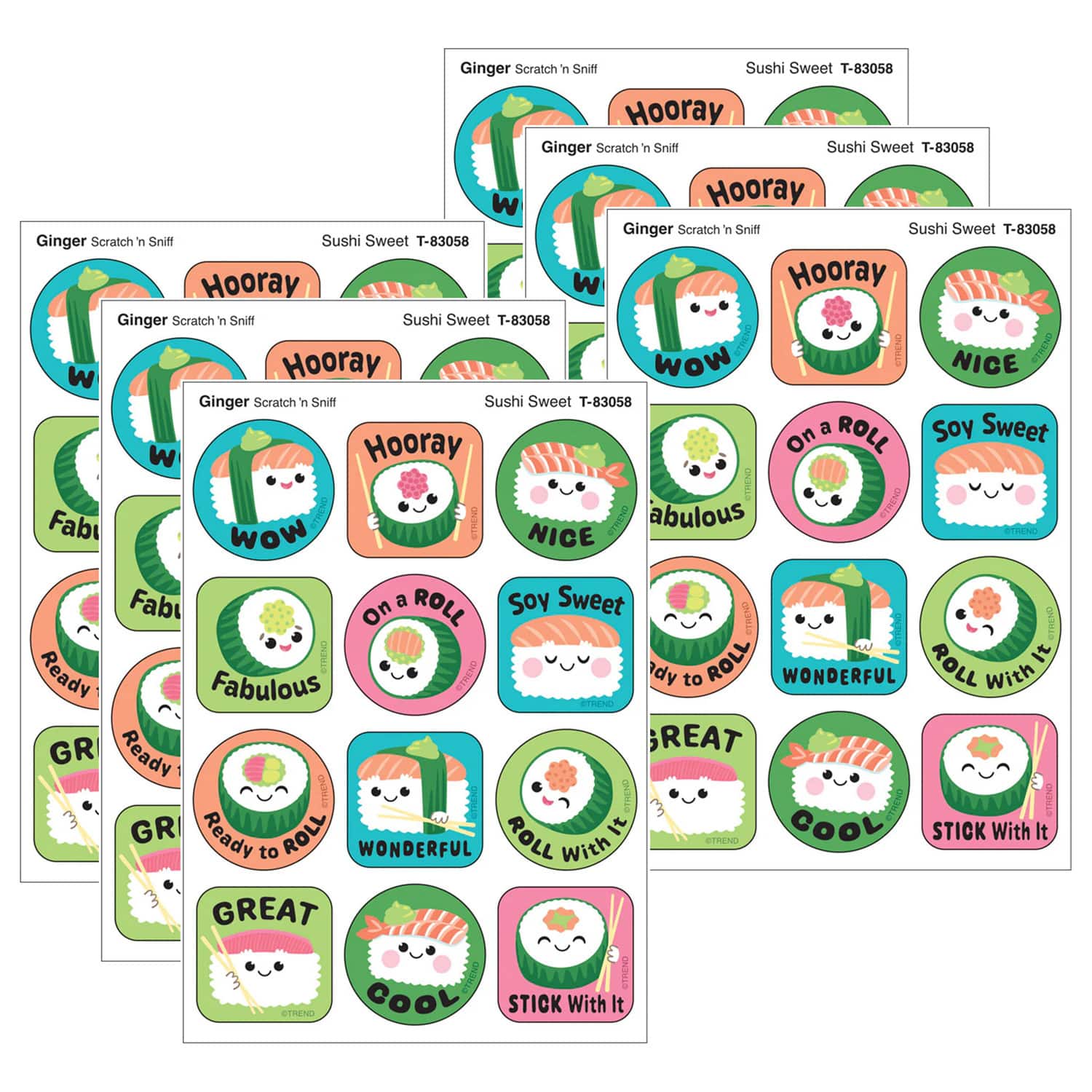 TREND Enterprises® Sushi Sweet, Ginger Scent Scratch 'n Sniff Stinky Stickers®, 6 Packs of 48