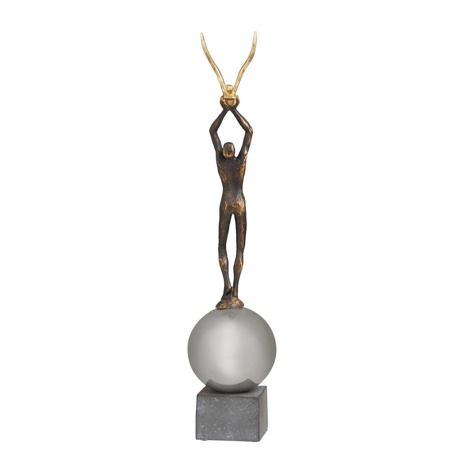 24" Silver Polystone People Sculpture with Stainless Steel Accents