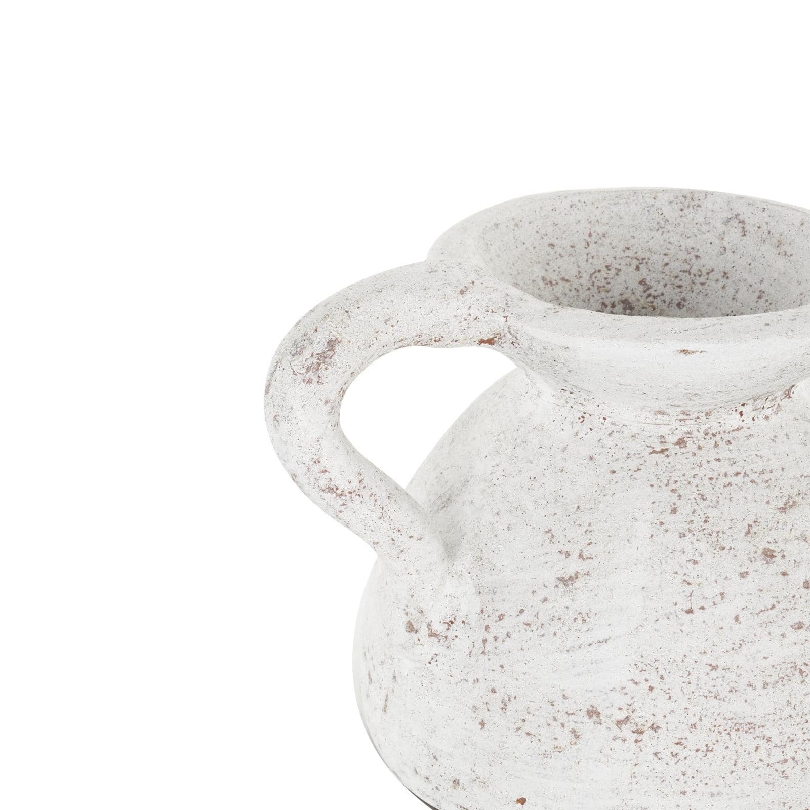11" Cream Ceramic Textured Pot Vase with Handle