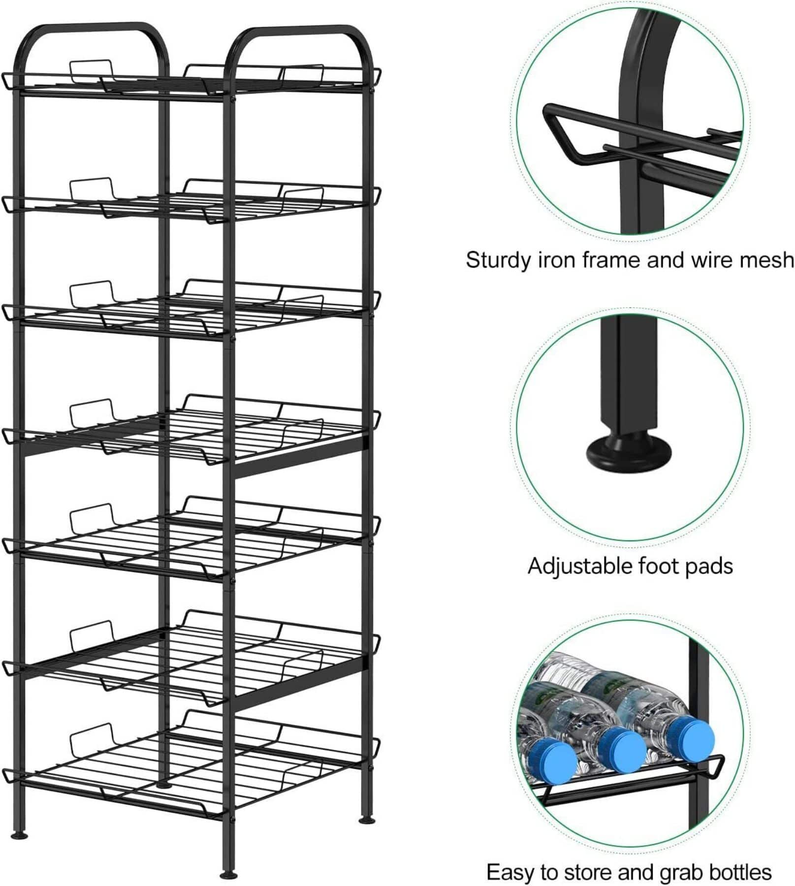 NEX™ 43" Black Freestanding 7-Tier Water Bottle Organizer