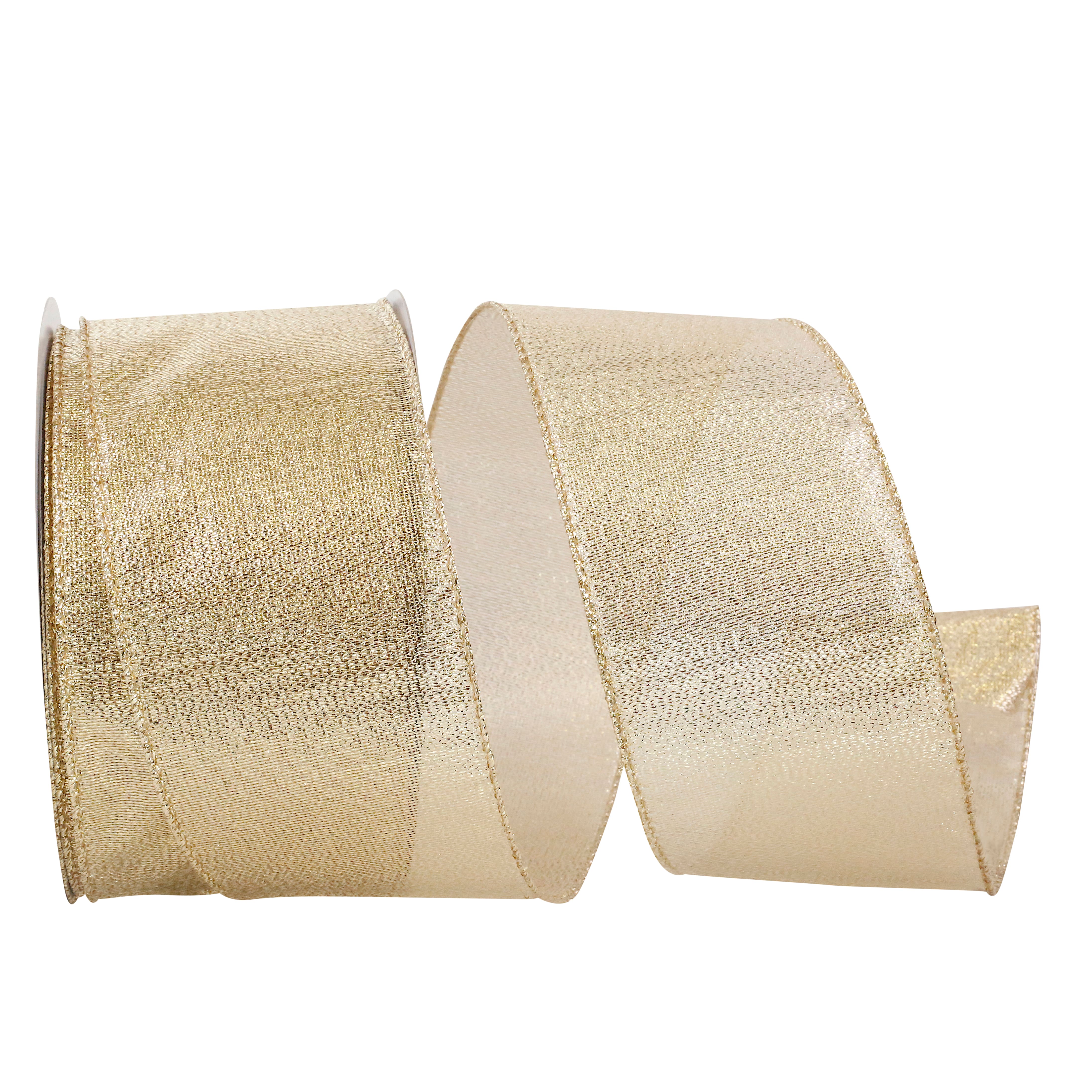 Reliant 2.5" x 20yd. Gold Lamé Glimmer Wired Ribbon