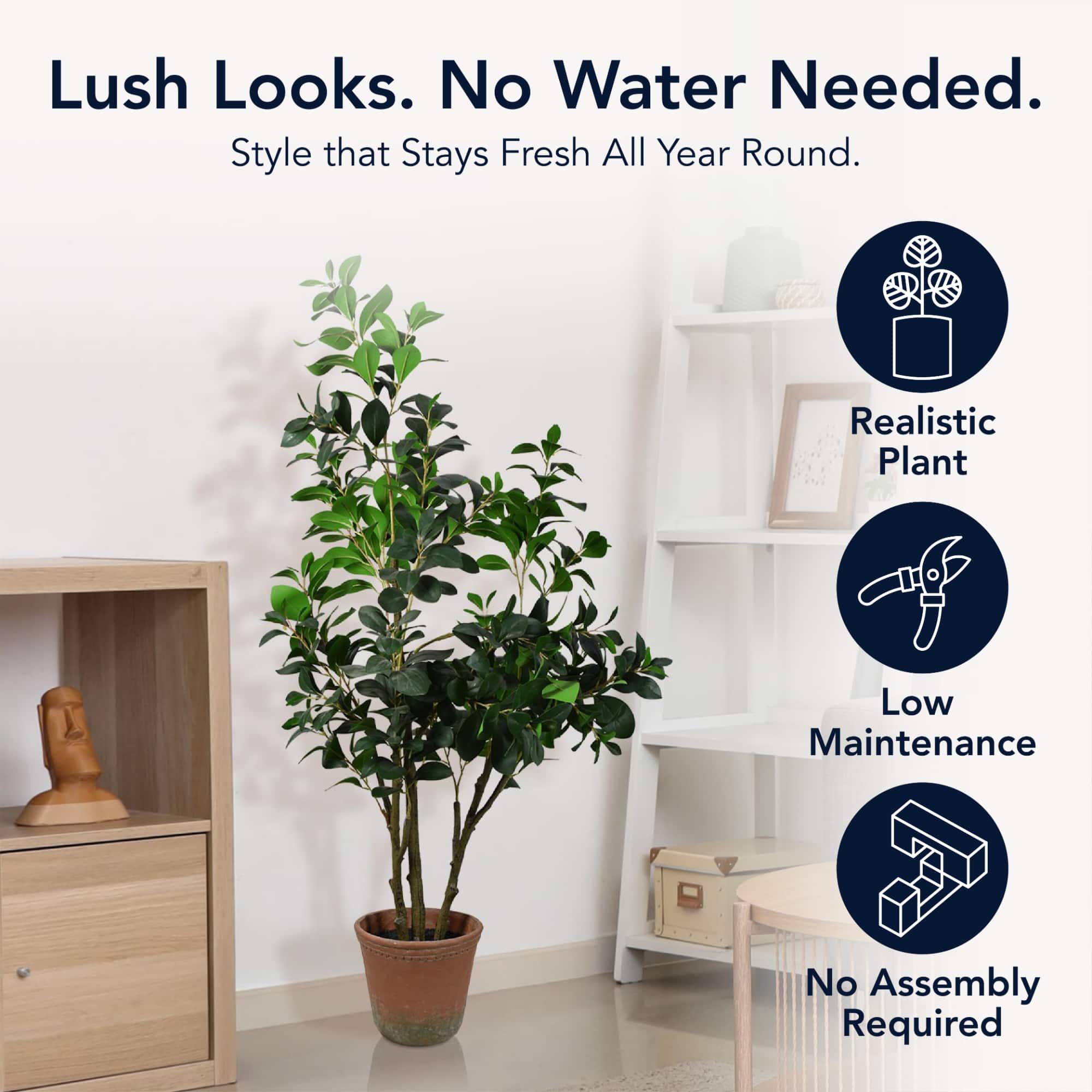 American Art Decor 5ft Artificial Pea Tree in Cement Pot Faux Plant