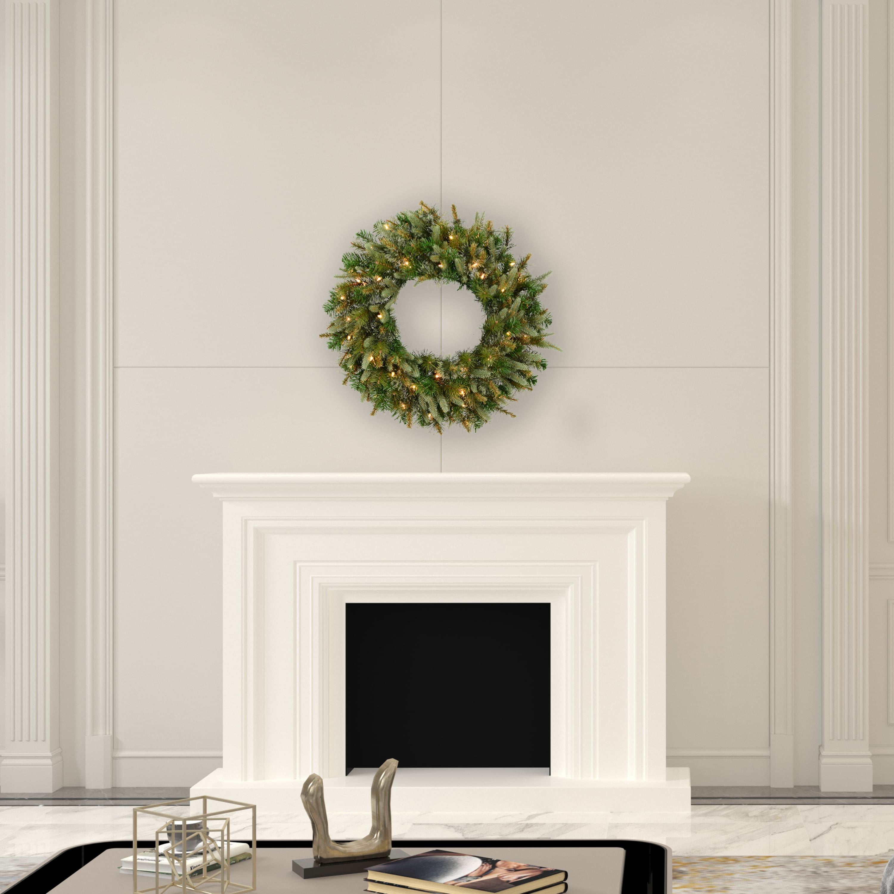30" Battery Operated LED Lights Cashmere Pine Artificial Christmas Wreath