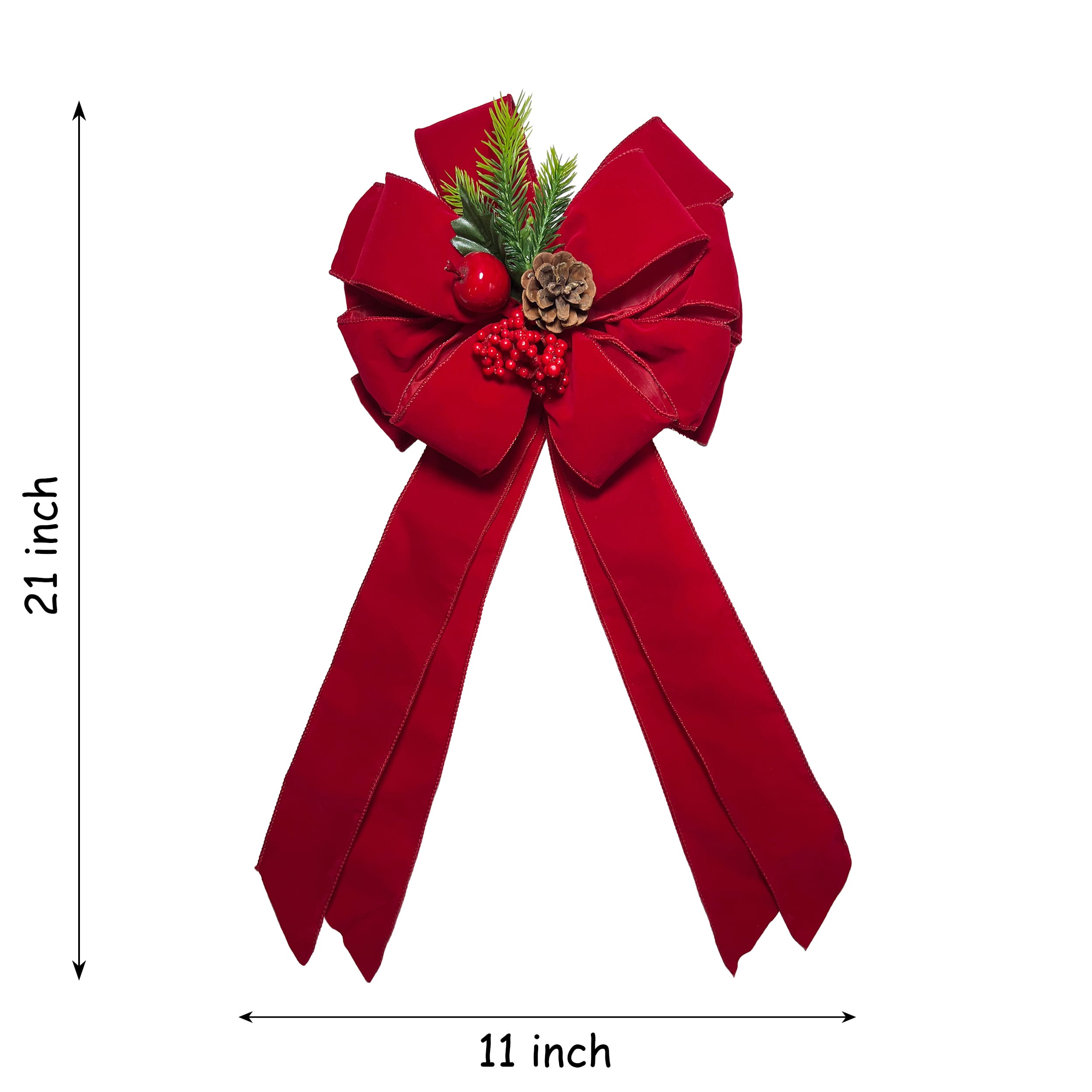 21" Red Velvet with Pinecone Tree Topper Bow by Celebrate It®