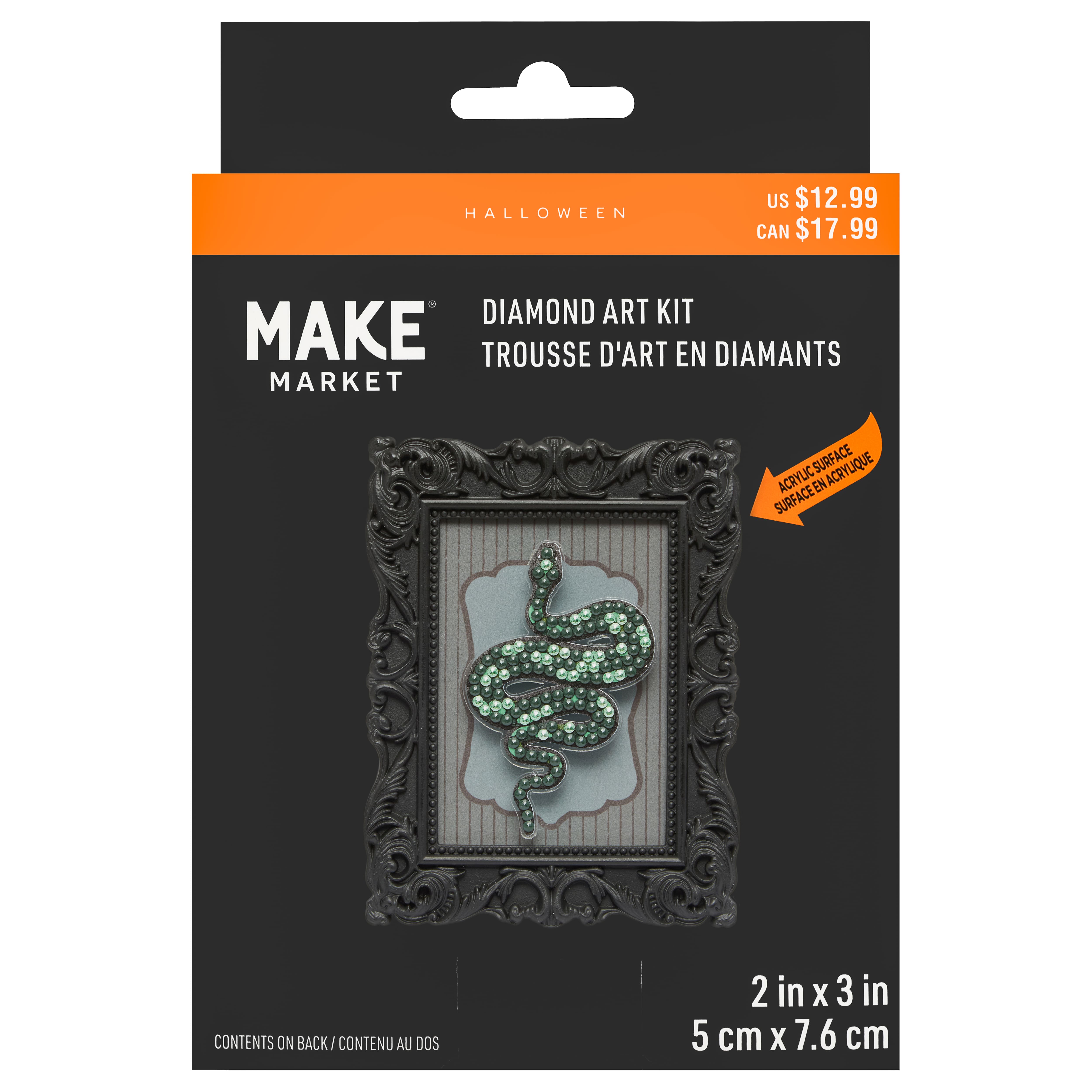 2" x 3" Green Snake Acrylic Surface Diamond Art Kit with Frame by Make Market®