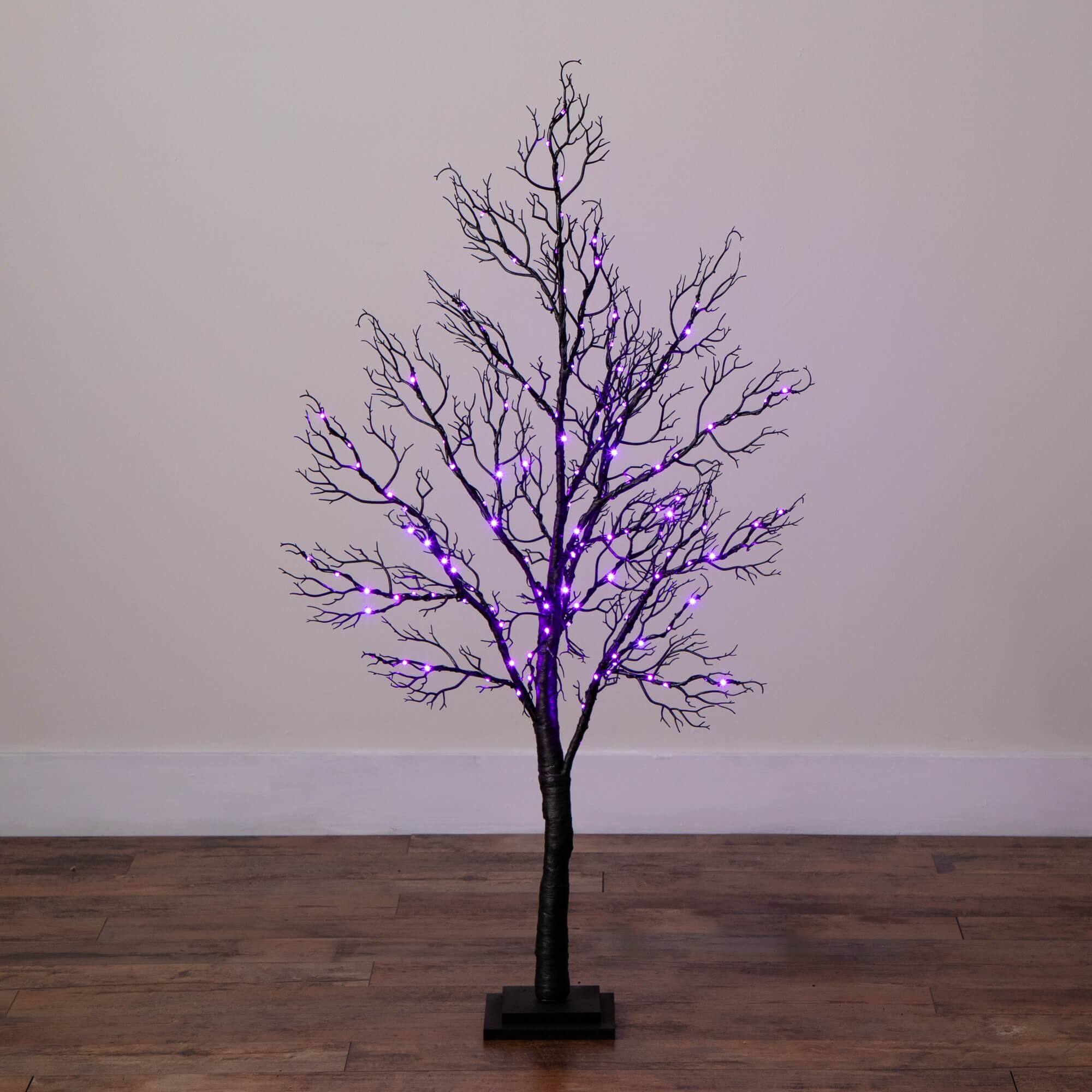 4ft. Pre-Lit Halloween Minimalist Twig Artificial Fall Tree with 160 Orange & Purple LED Lights