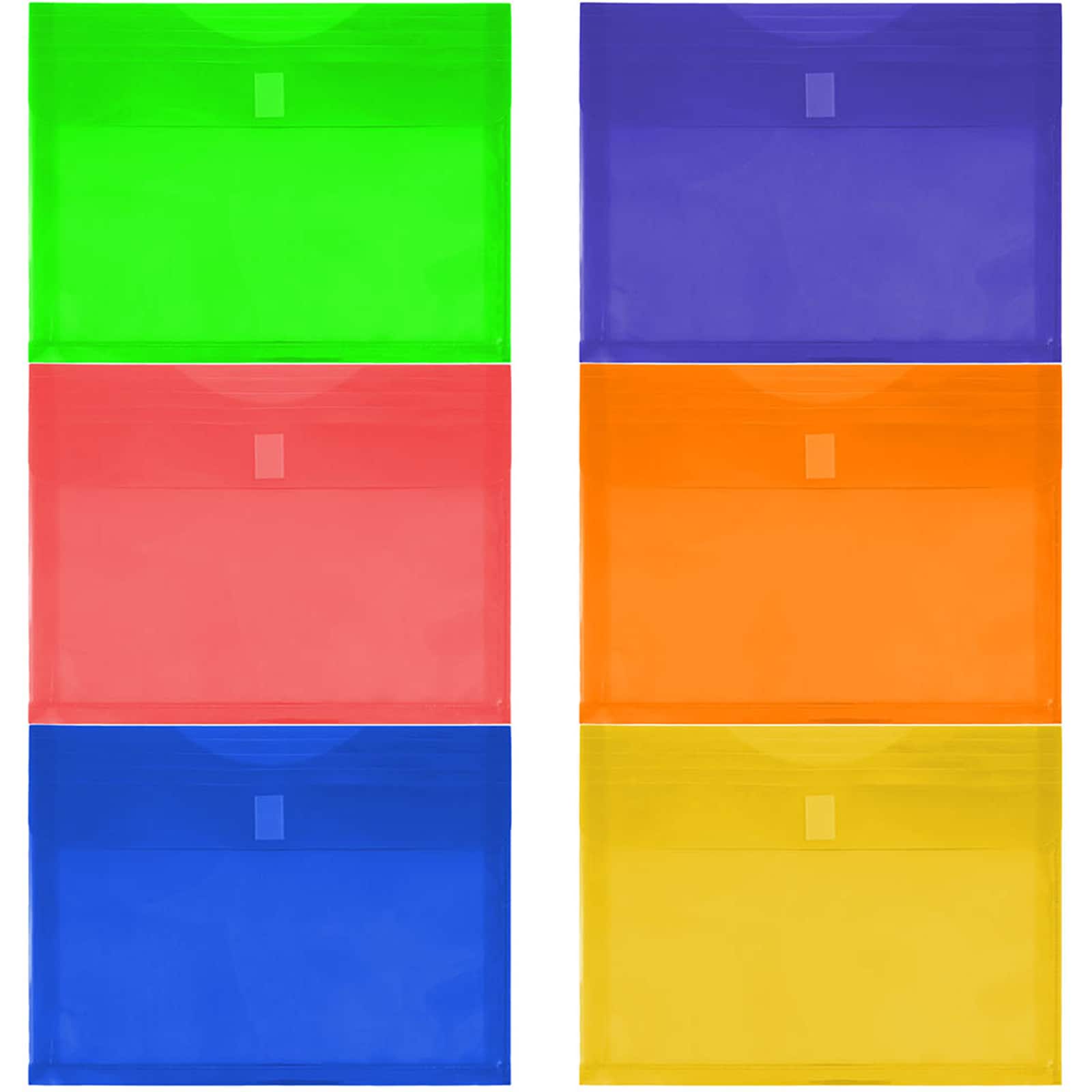 JAM Paper 9.75" x 13" Assorted Plastic Hook & Loop Closure Booklet Envelopes, 12ct.