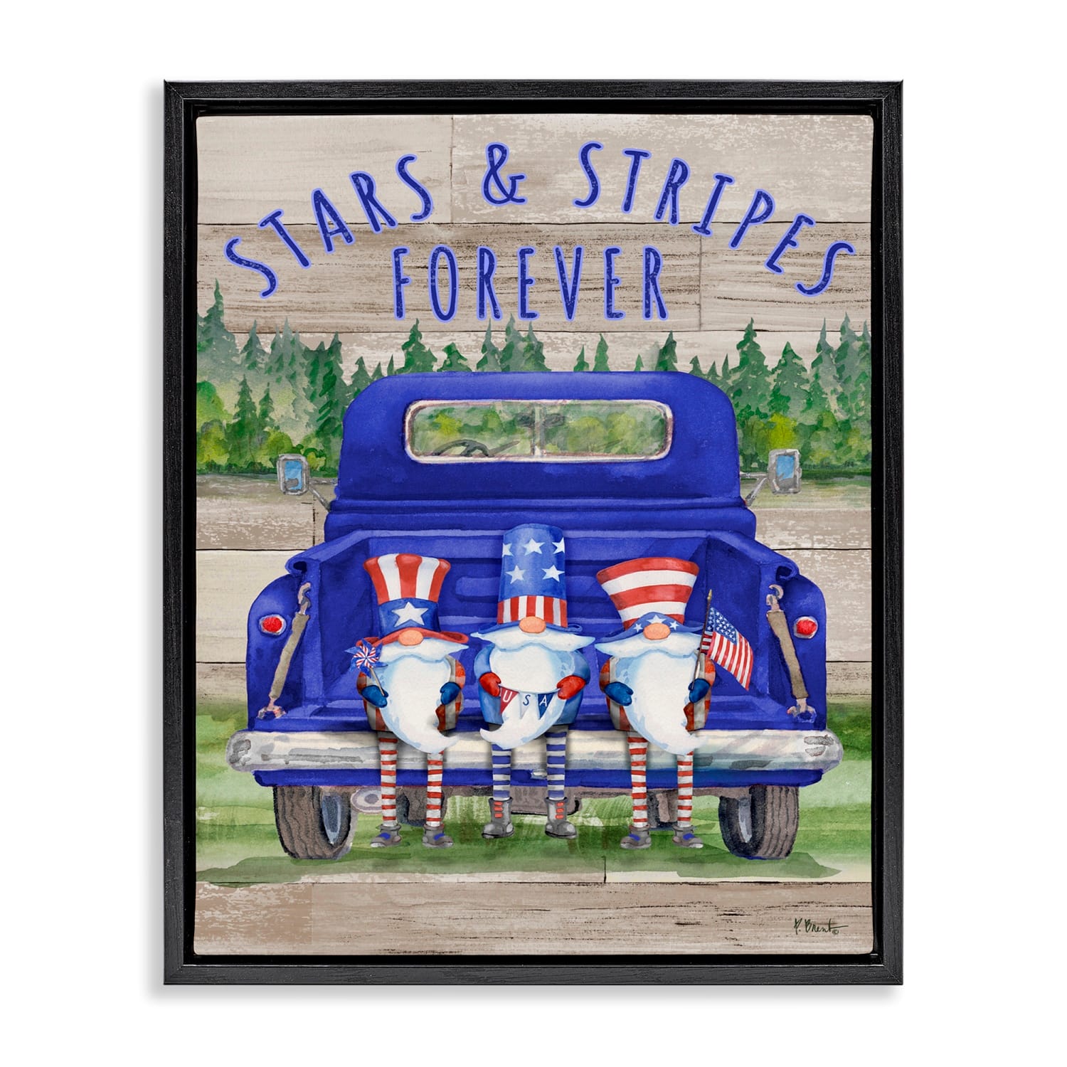 Stupell Industries Stars & Stripes Forever Americana Gnomes Floater Framed Art