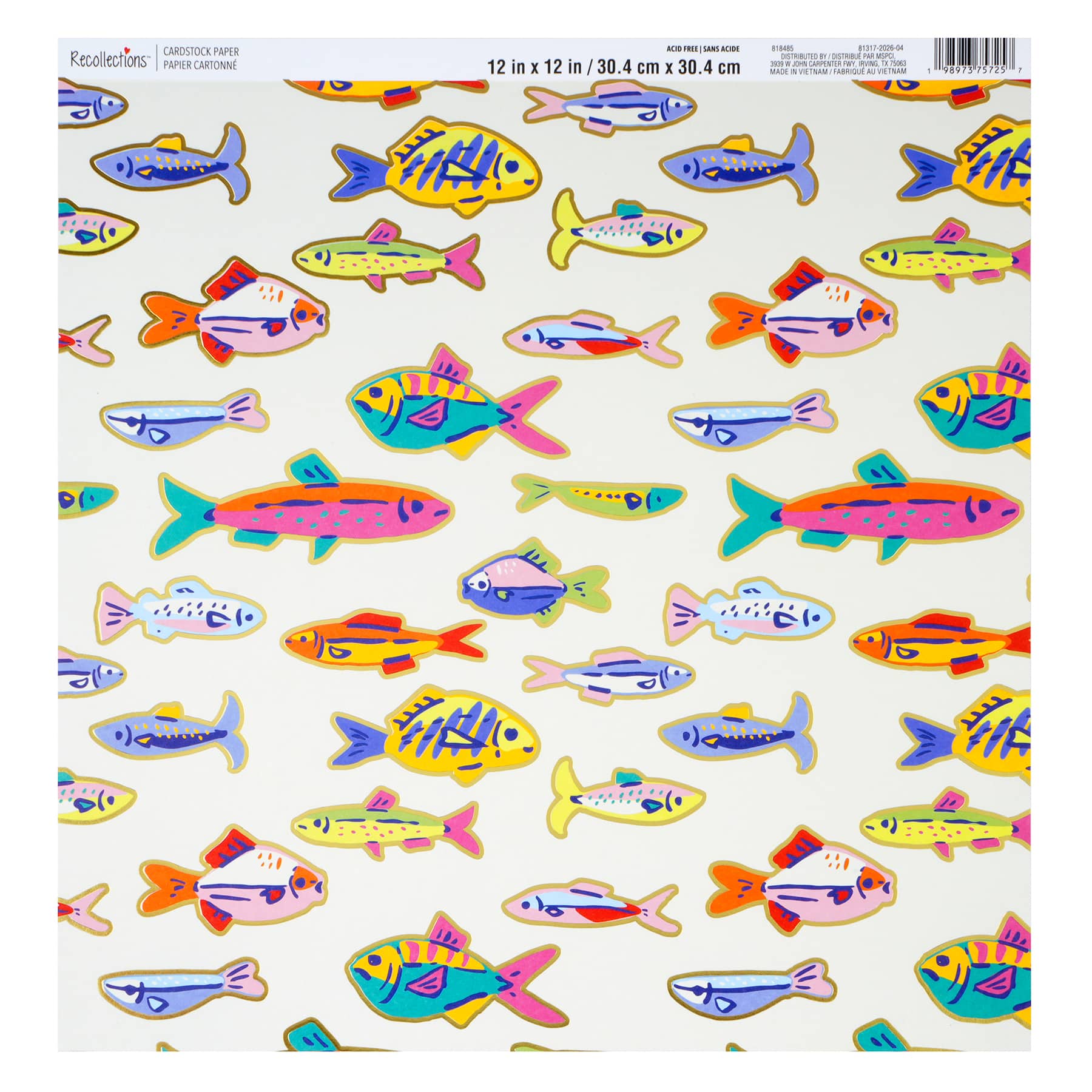 12" x 12" Bright Fish Foil-Accented Cardstock Paper by Recollections™