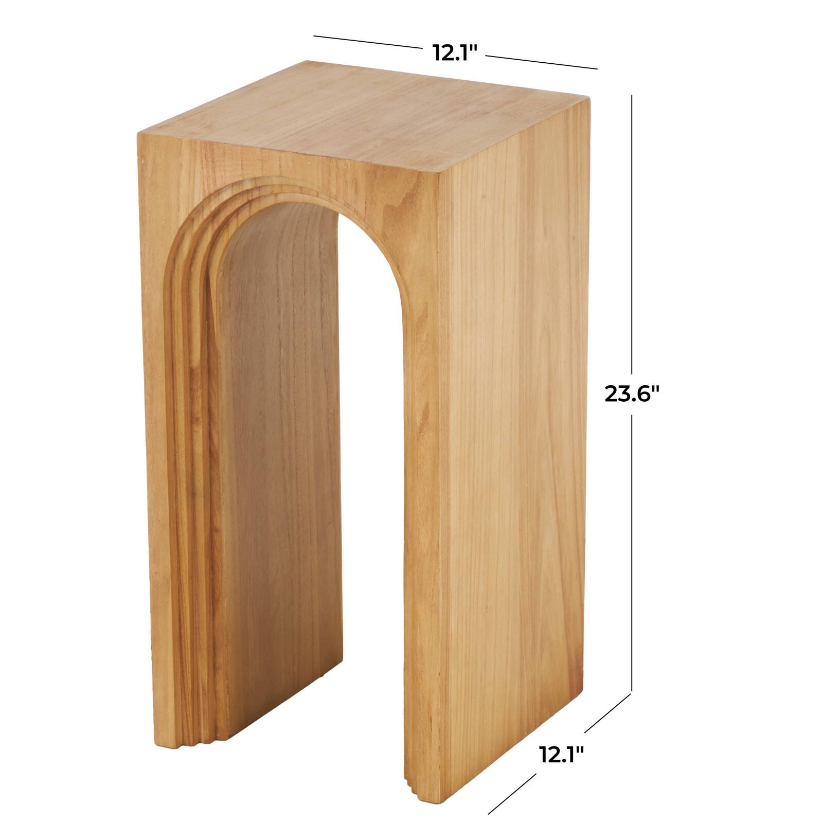 23.5" Brown Wood Cutout Arch Side End Accent Table
