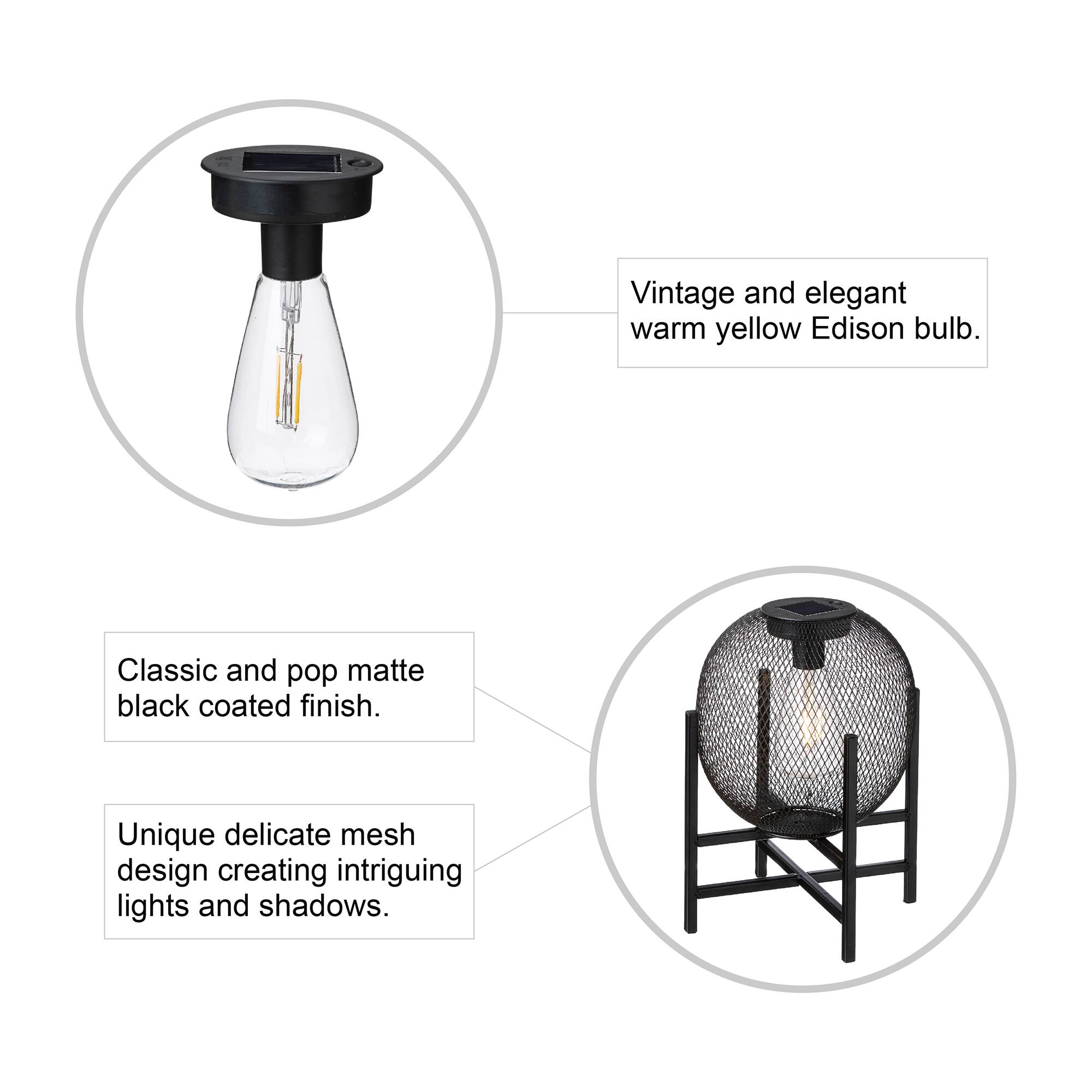 Glitzhome® 11.5" Metal Mesh Solar Powered Lantern with Stand