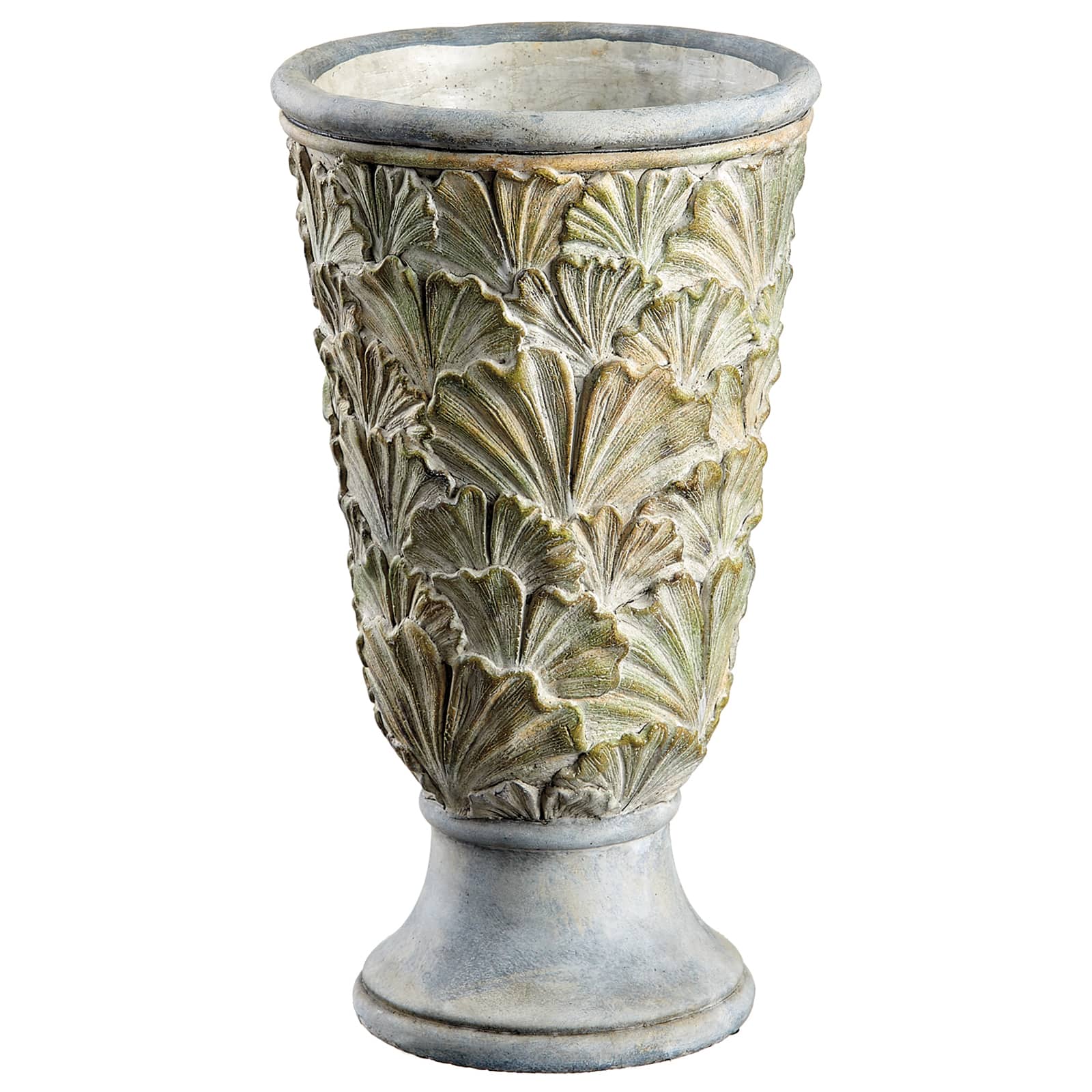 12.9" Gingko Leaf Cement Planter