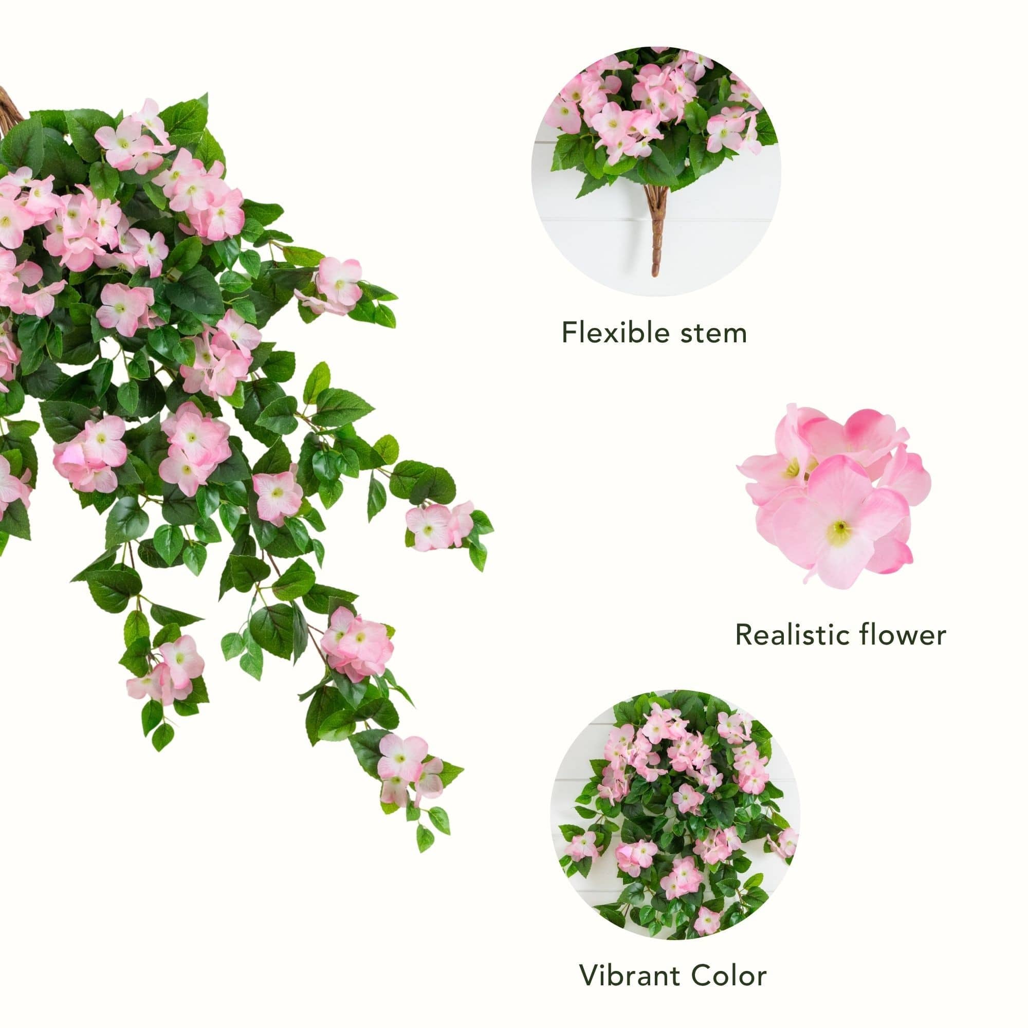 41" UV Resistant Artificial Hydrangea Hanging Plants, 2ct.