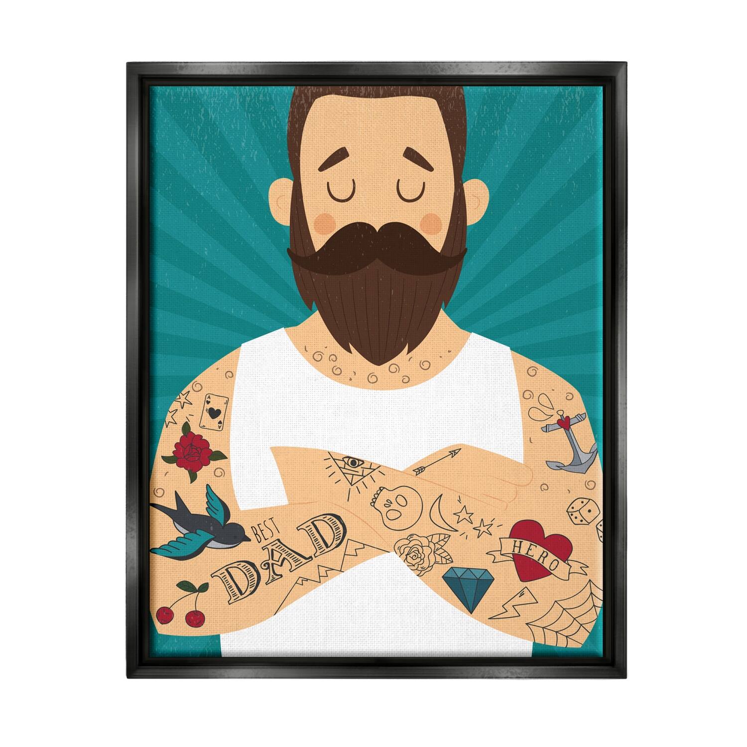 Stupell Industries Best Dad Father's Day Tattoos Floater Framed Art