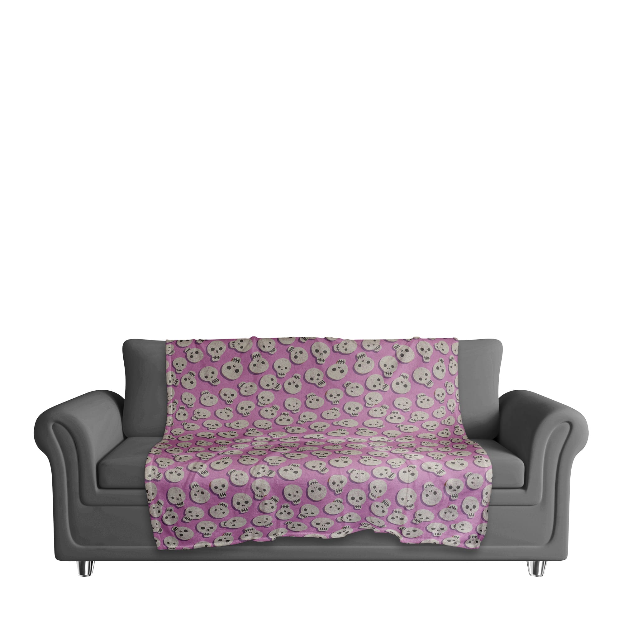 Pinky Skull Pattern Fleece Blanket