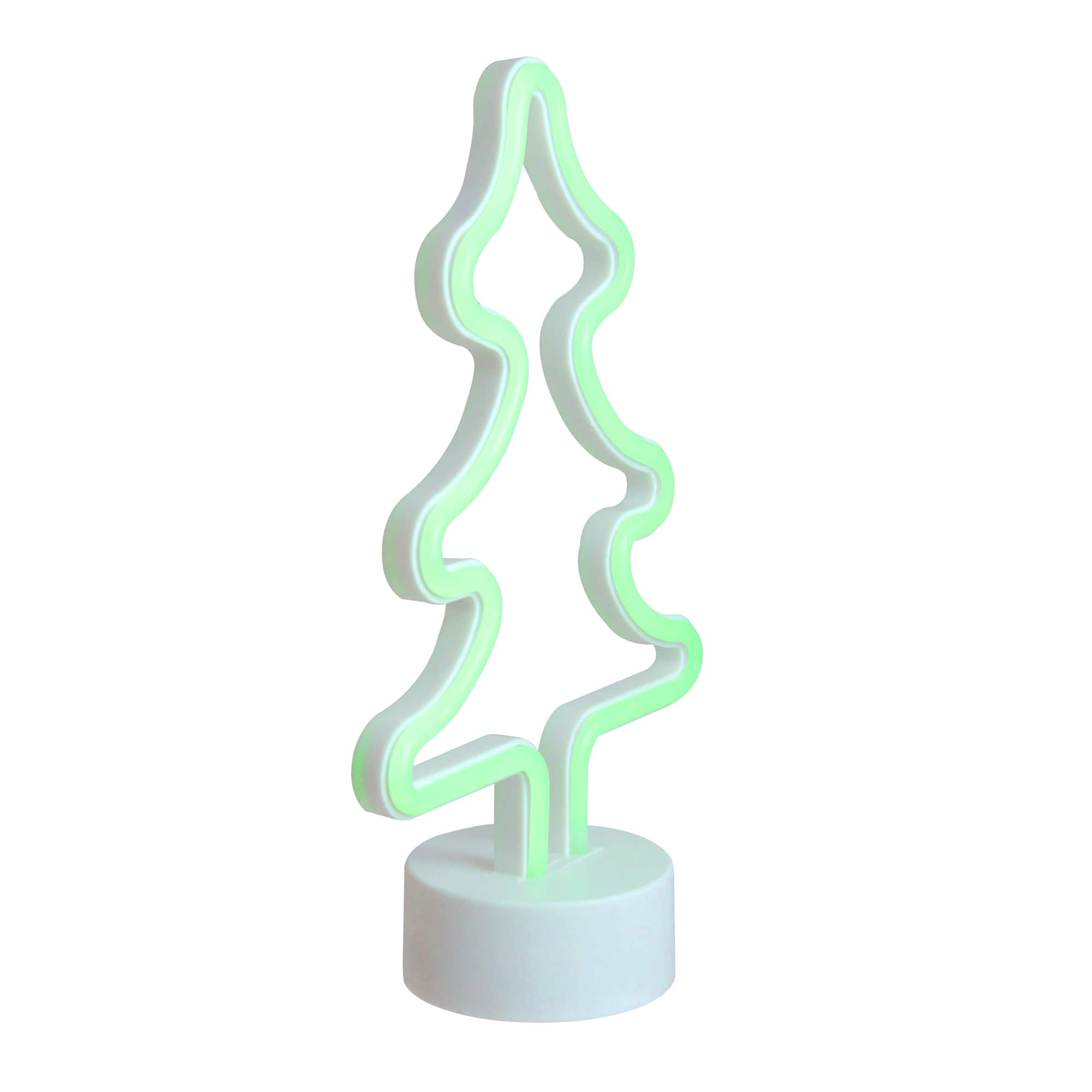 11'' Green LED Neon-Style Christmas Tree Tabletop Sign