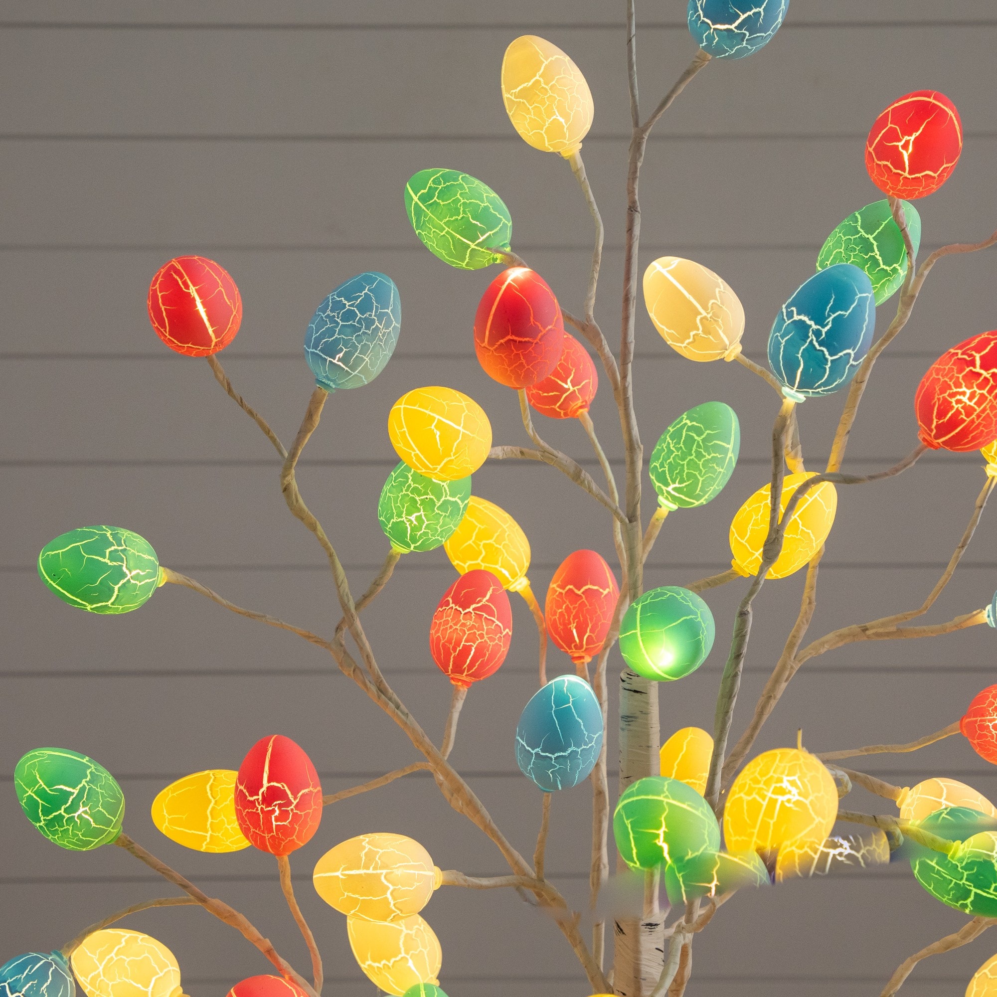5ft. Pre-Lit Artificial Easter Twig Tree with 72 Egg Shaped LED Ornaments