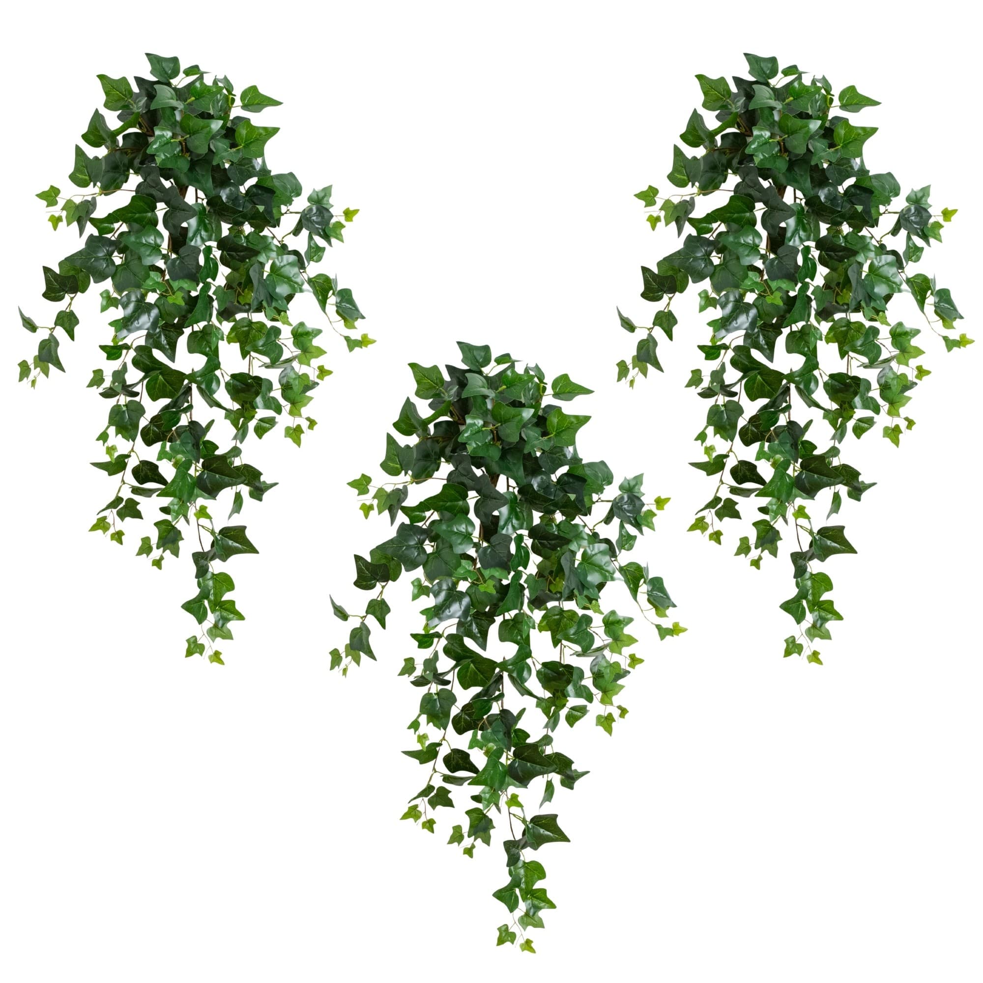 41" UV Resistant Artificial Puff Ivy Hanging Plant (Indoor/Outdoor) - Set of 3
