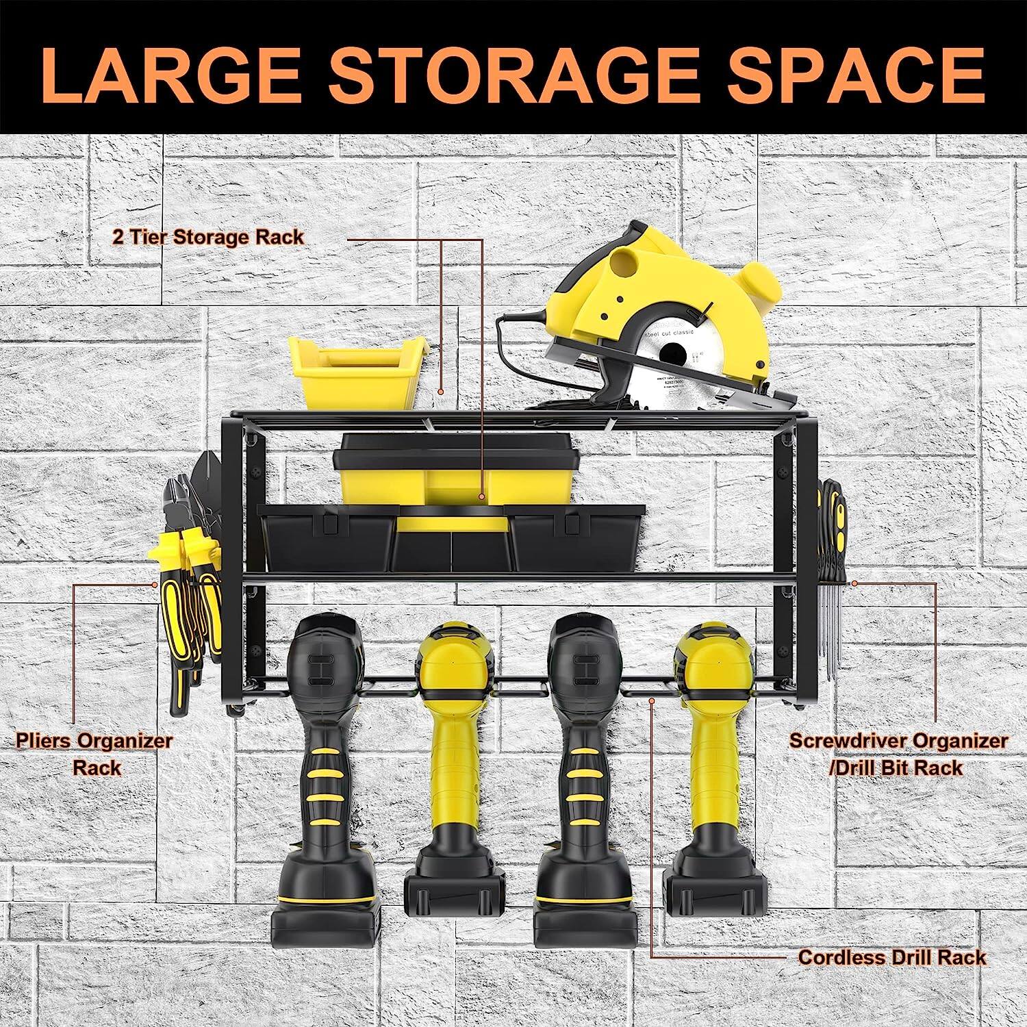 NEX™ 16.5" Black Wire Drill & Power Tool Wall Organizer