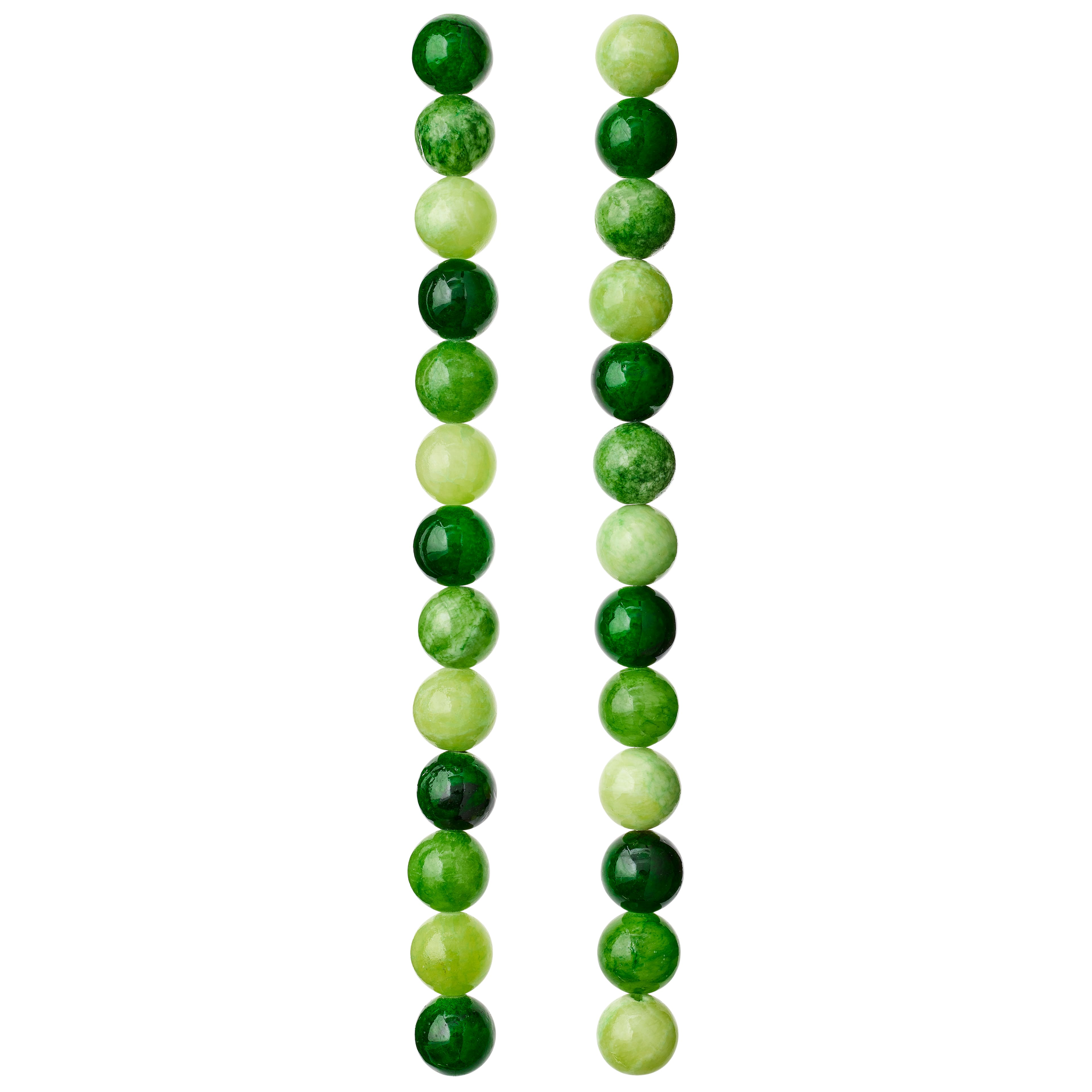 12 Pack: 10mm Round Green Semi-Precious Beads by Bead Landing™
