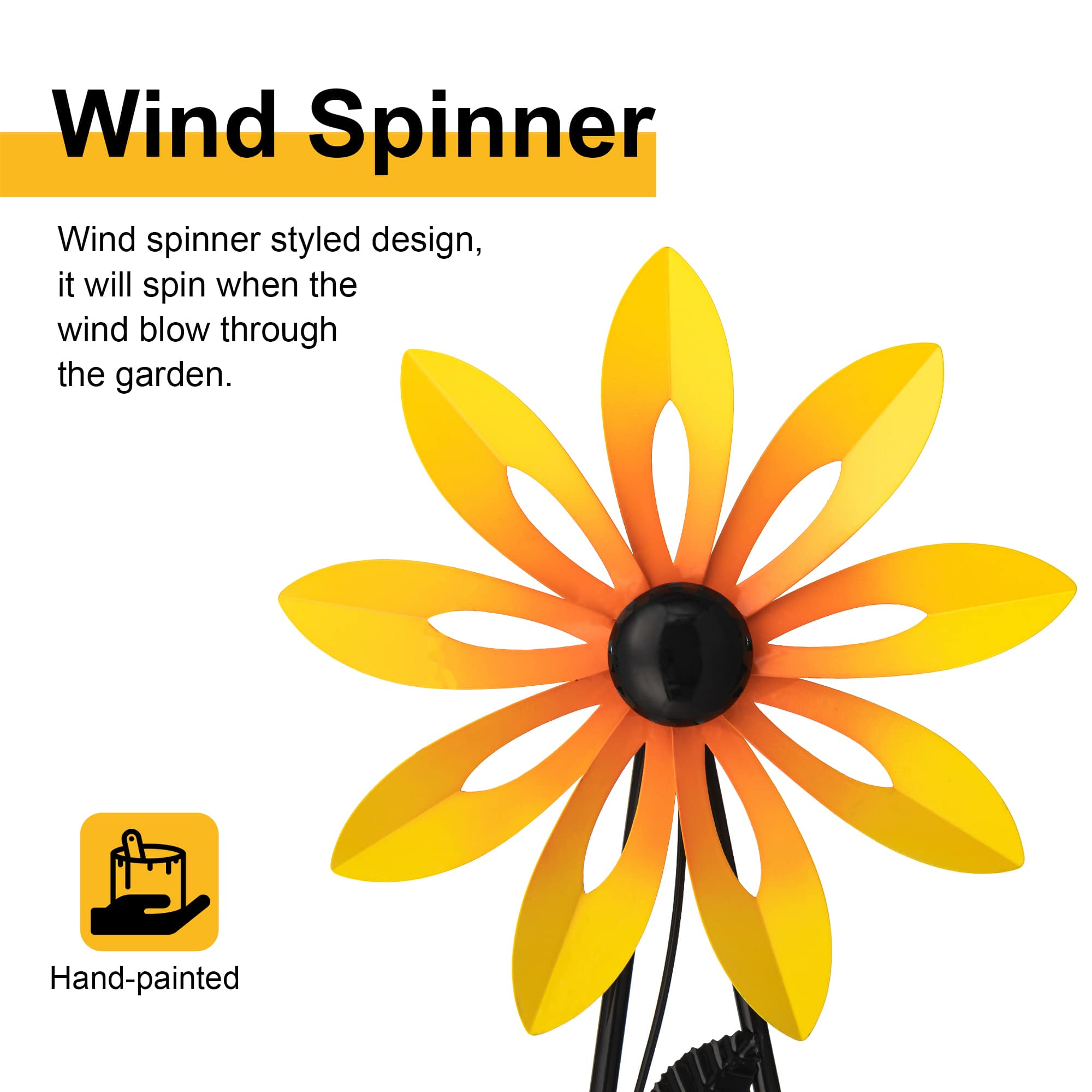 Glitzhome® 44" Metal Flower Wind Spinner Garden Stake