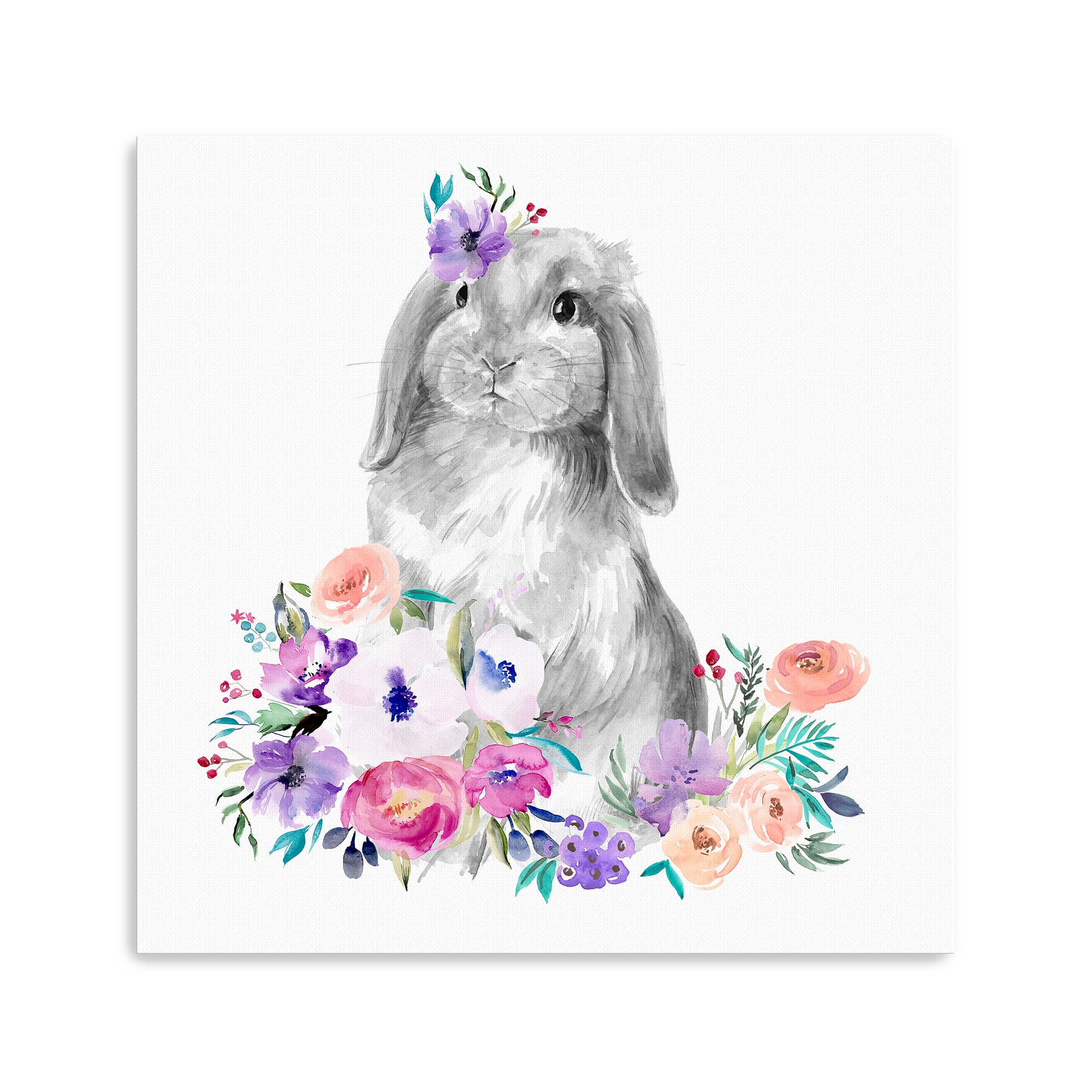 Lumaprints Bright Floral Bunny I Canvas Giclée Art