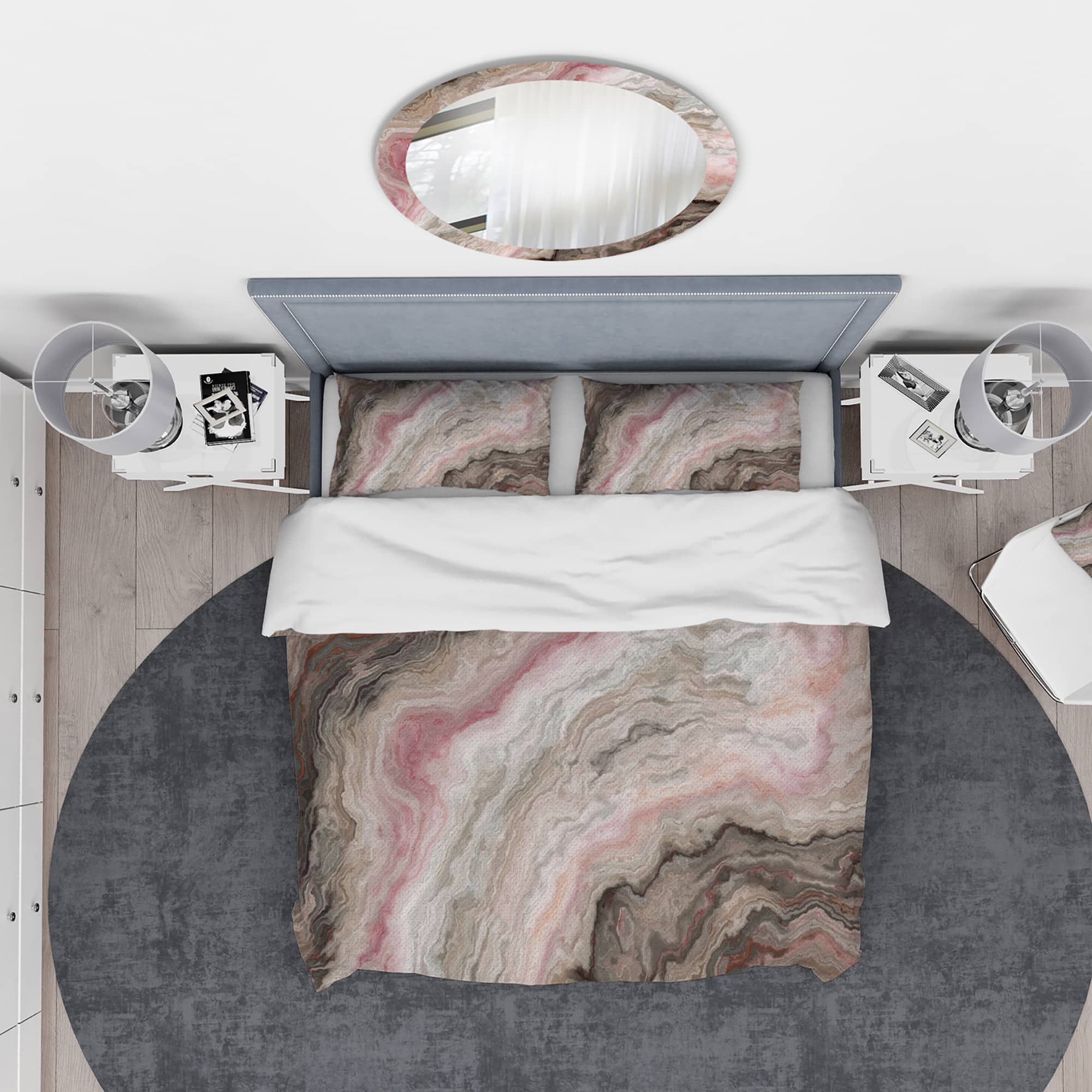 Designart 'Grey Onyx with Rose Inclusions' Mid-Century Modern Bedding Set