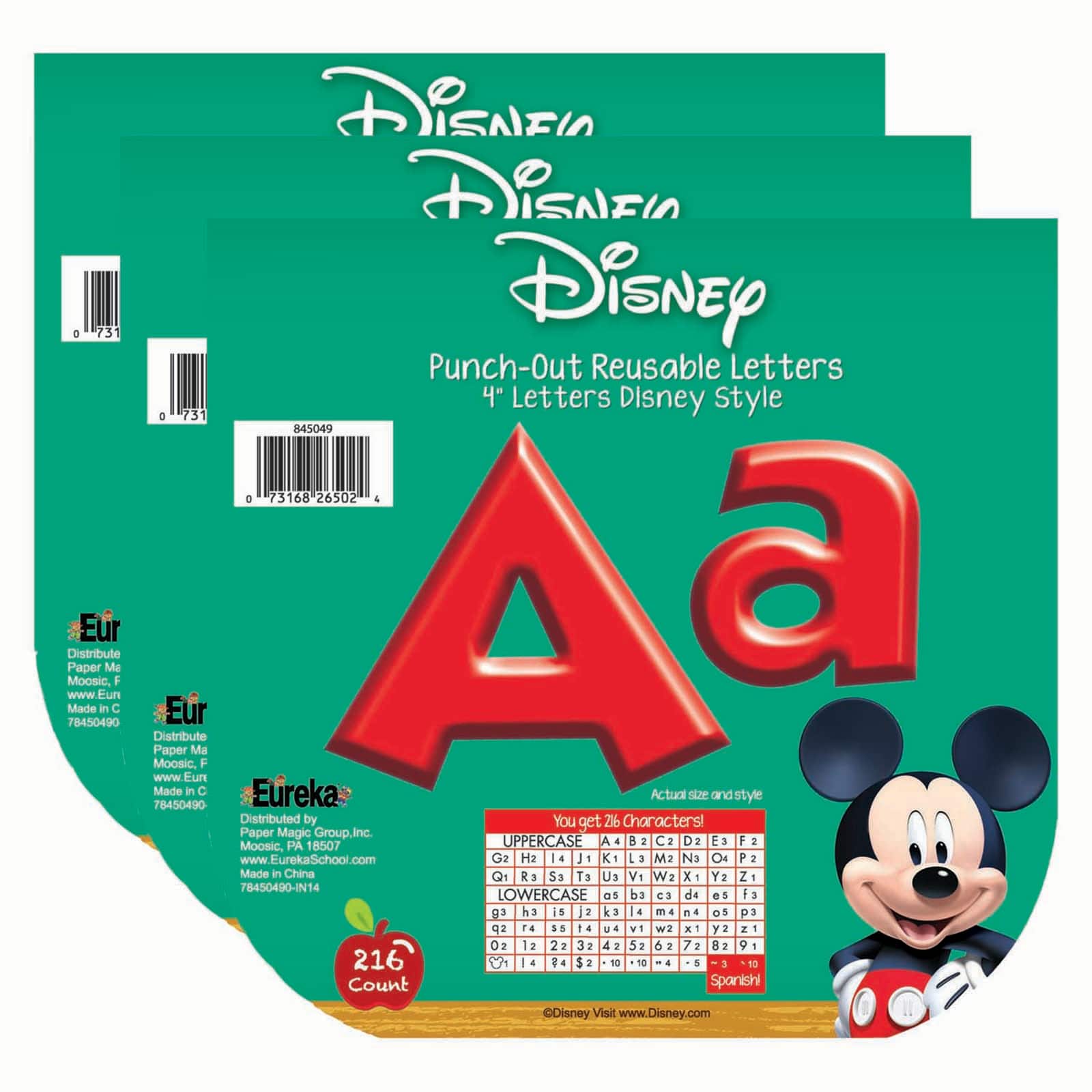 Eureka® Mickey Mouse Clubhouse® Mickey Red Deco 4" Letters, 3 Packs of 648