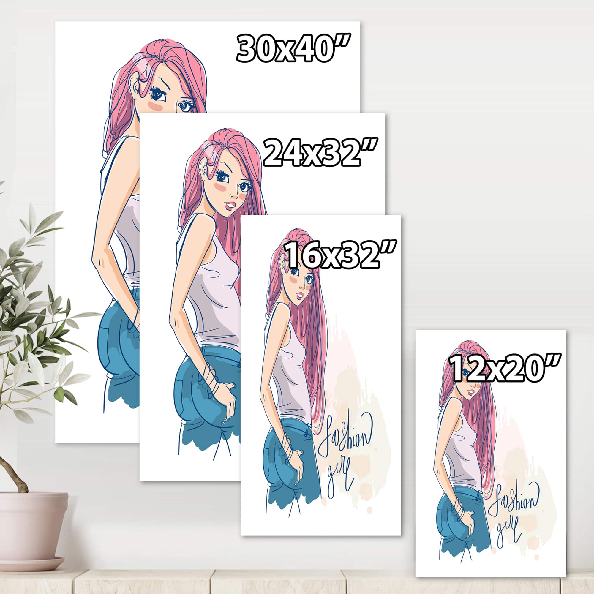 Designart - Trendy Fashion Girl I - Children's Art Canvas Wall Art Print