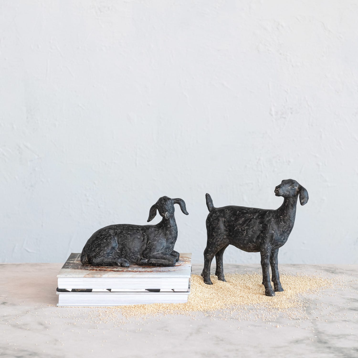 Hello Honey® 9.25" Black Standing Goat Accent Décor with Cast Iron Finish