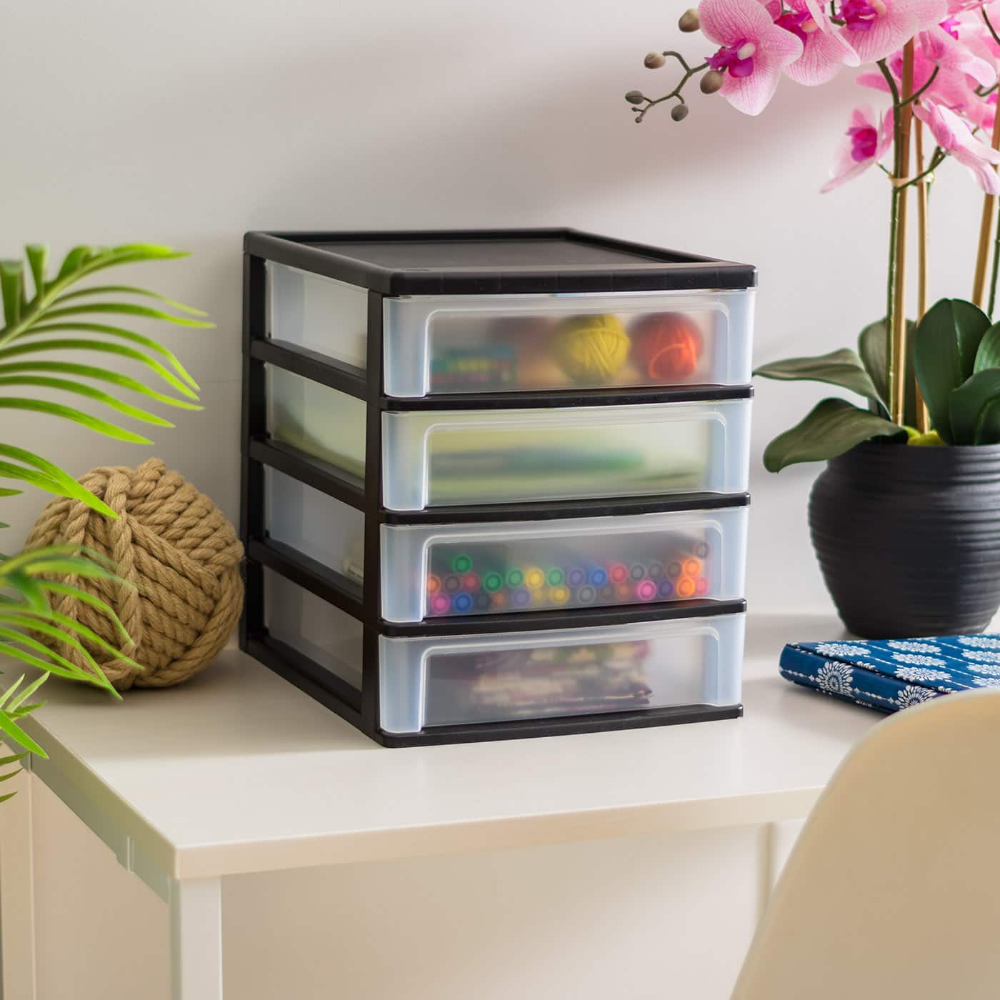 IRIS Black 4 Drawer Desktop Storage Unit Set