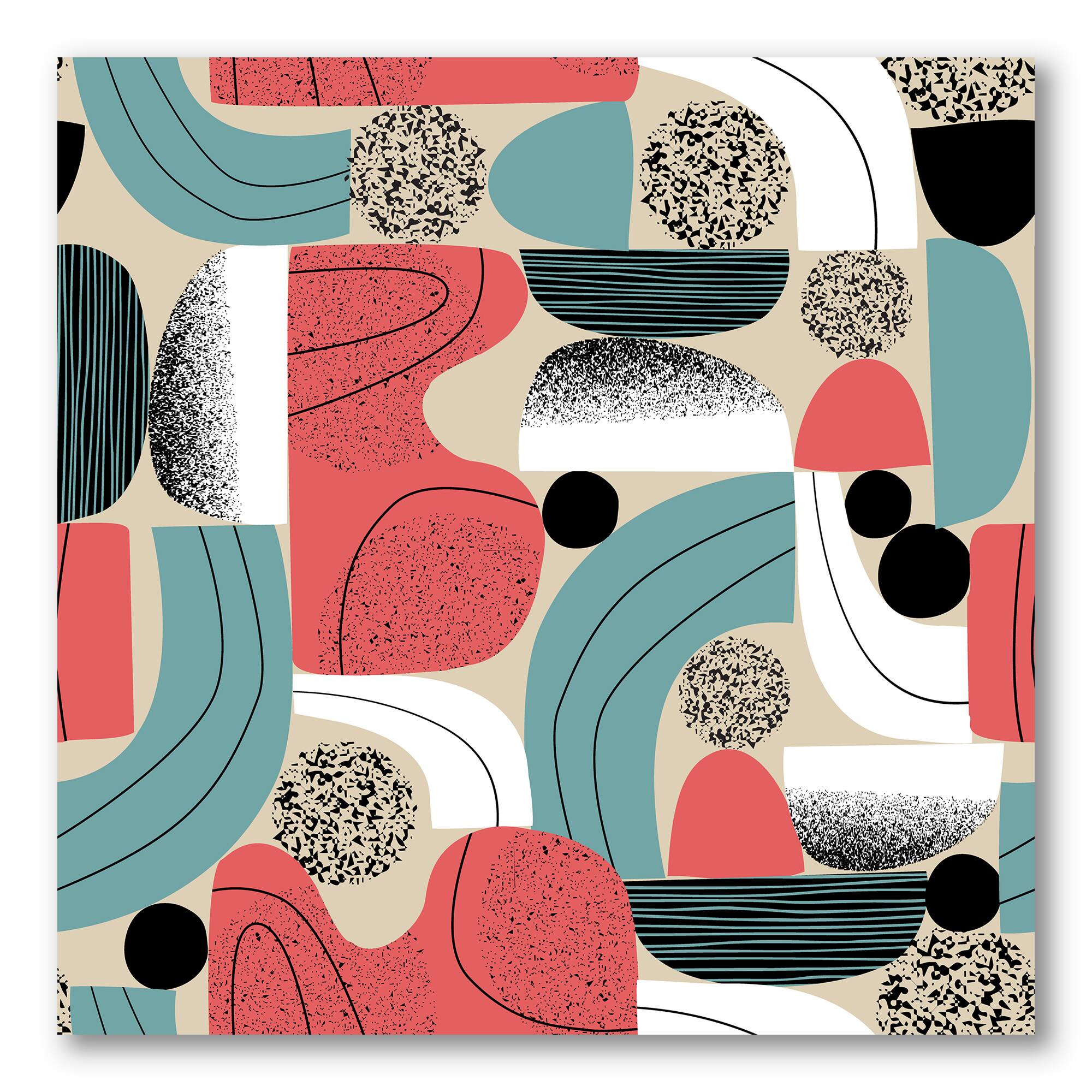 Designart - Retro Shapes With Abstract Suns and Moons III