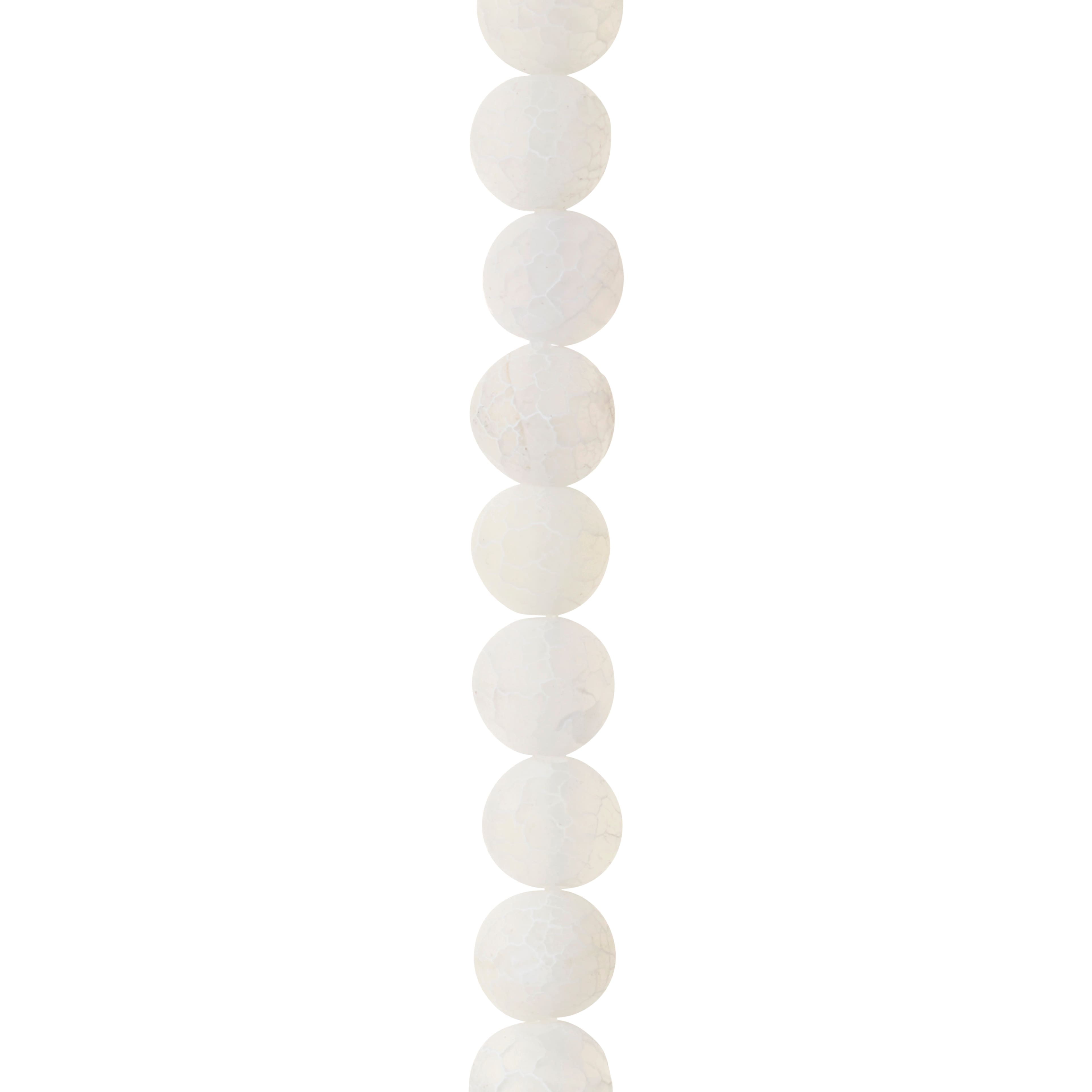 12 Packs: 22 ct. (264 total) Matte White Crackle Agate Round Beads, 8mm by Bead Landing™