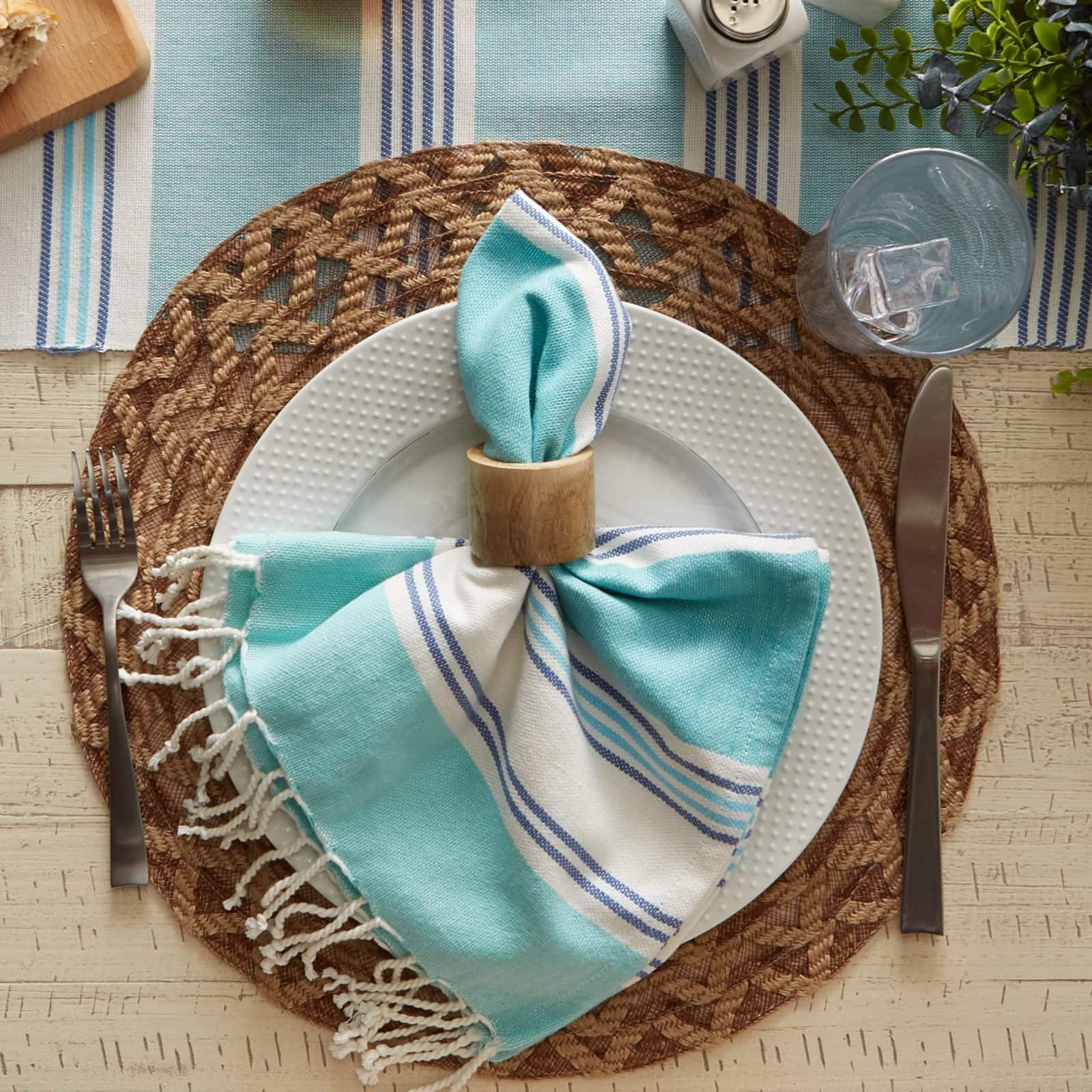 DII® 15" Round Natural Dahlia Woven Placemat Set, 6ct.