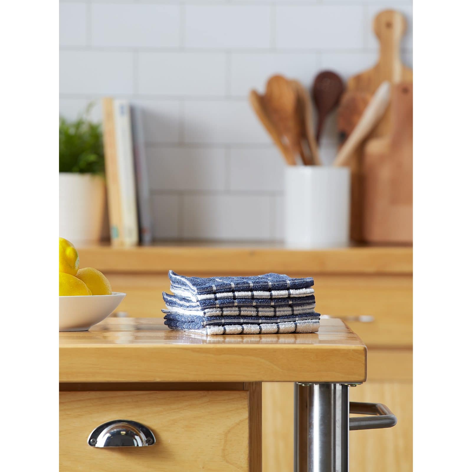 DII® French Blue Combo Windowpane Dishcloths, 6ct.