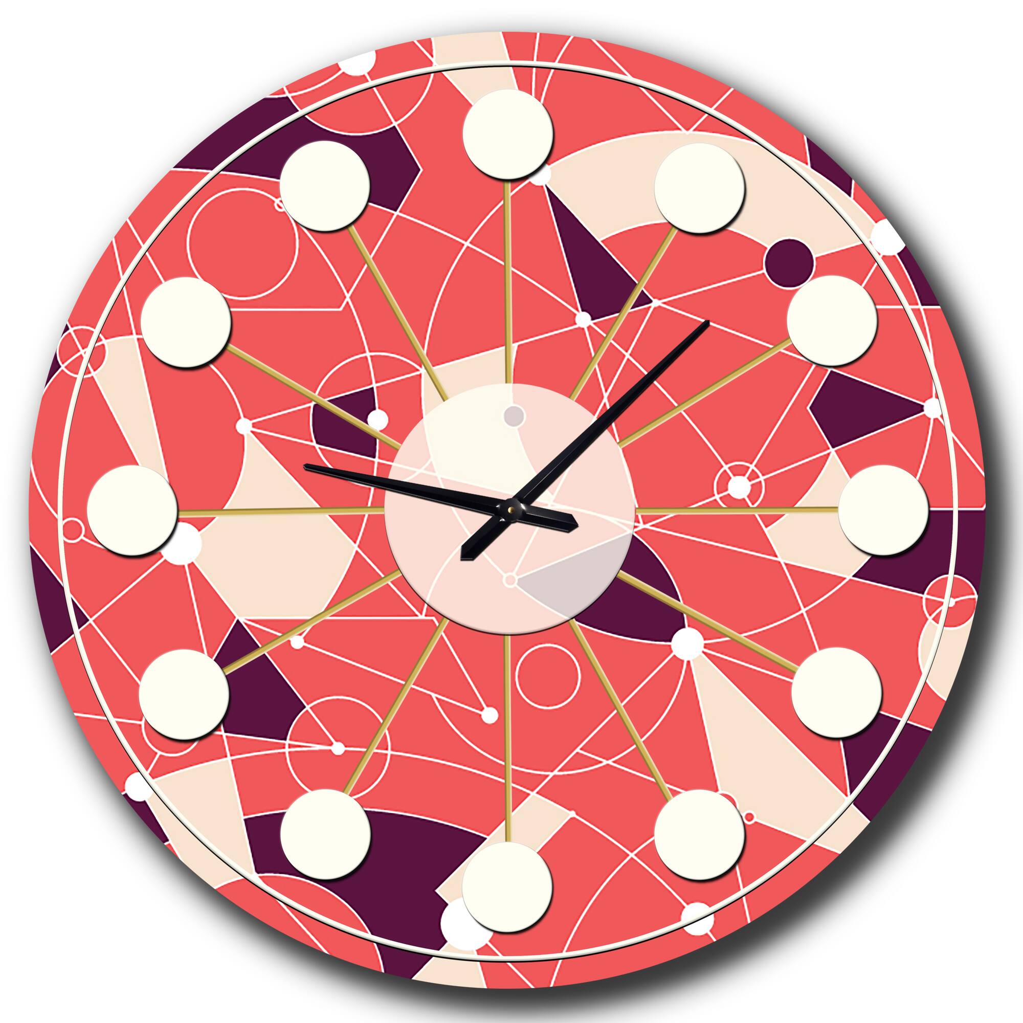 Designart 'Retro Geometric Grid I Mid-Century Modern Wall Clock